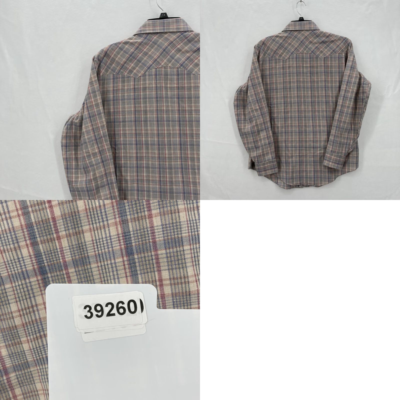 Levi's VINTAGE Levi's Pearl Snap Shirt Mens Large Gray Plaid Western Long Sleeve 70s Size US L / EU 52-54 / 3 - 8 Thumbnail