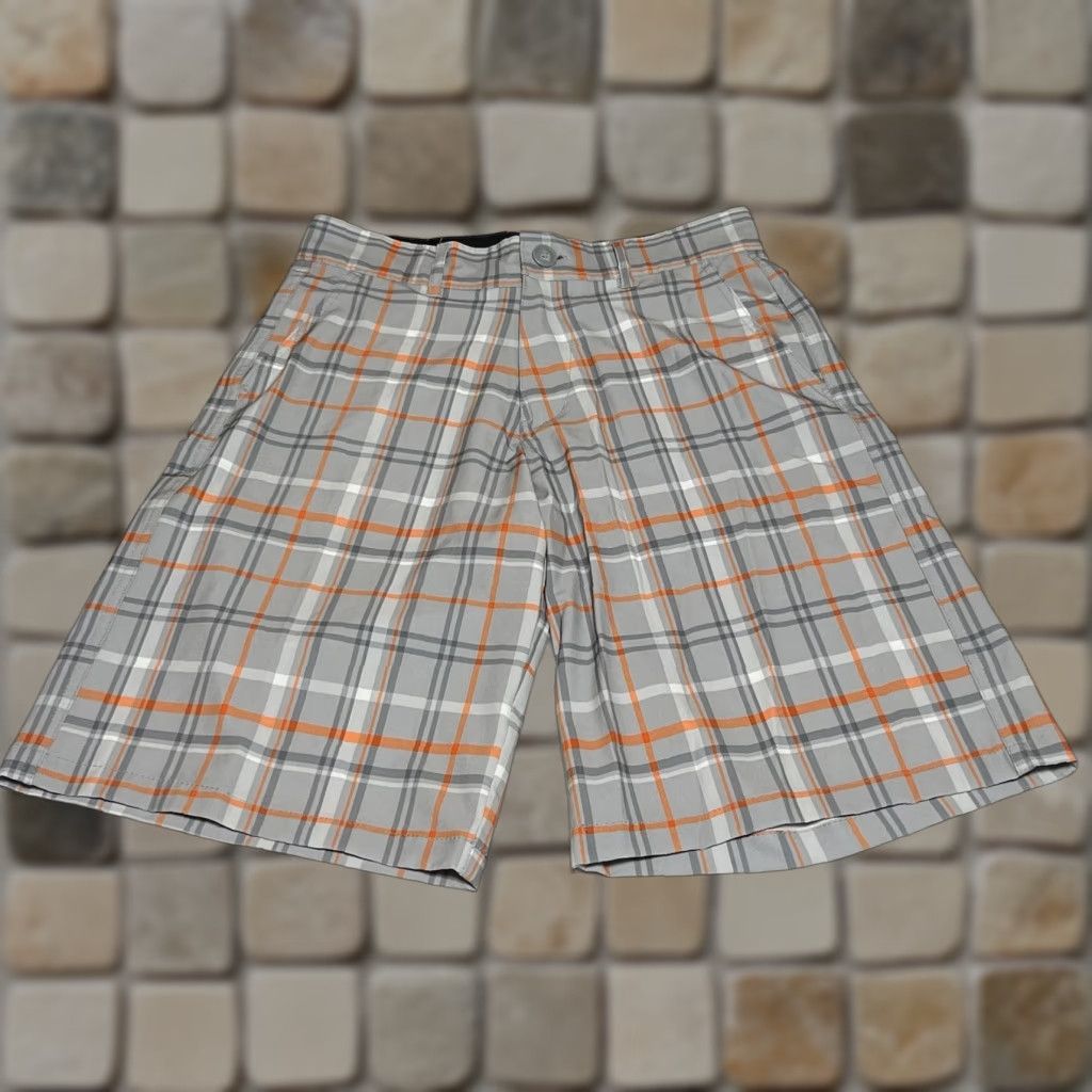 Vintage VINTAGE Op Flex 4 Way Stretch Men’s Shorts White Orange Gray Plaid Size 28 Size US 28 / EU 44 - 1 Thumbnail