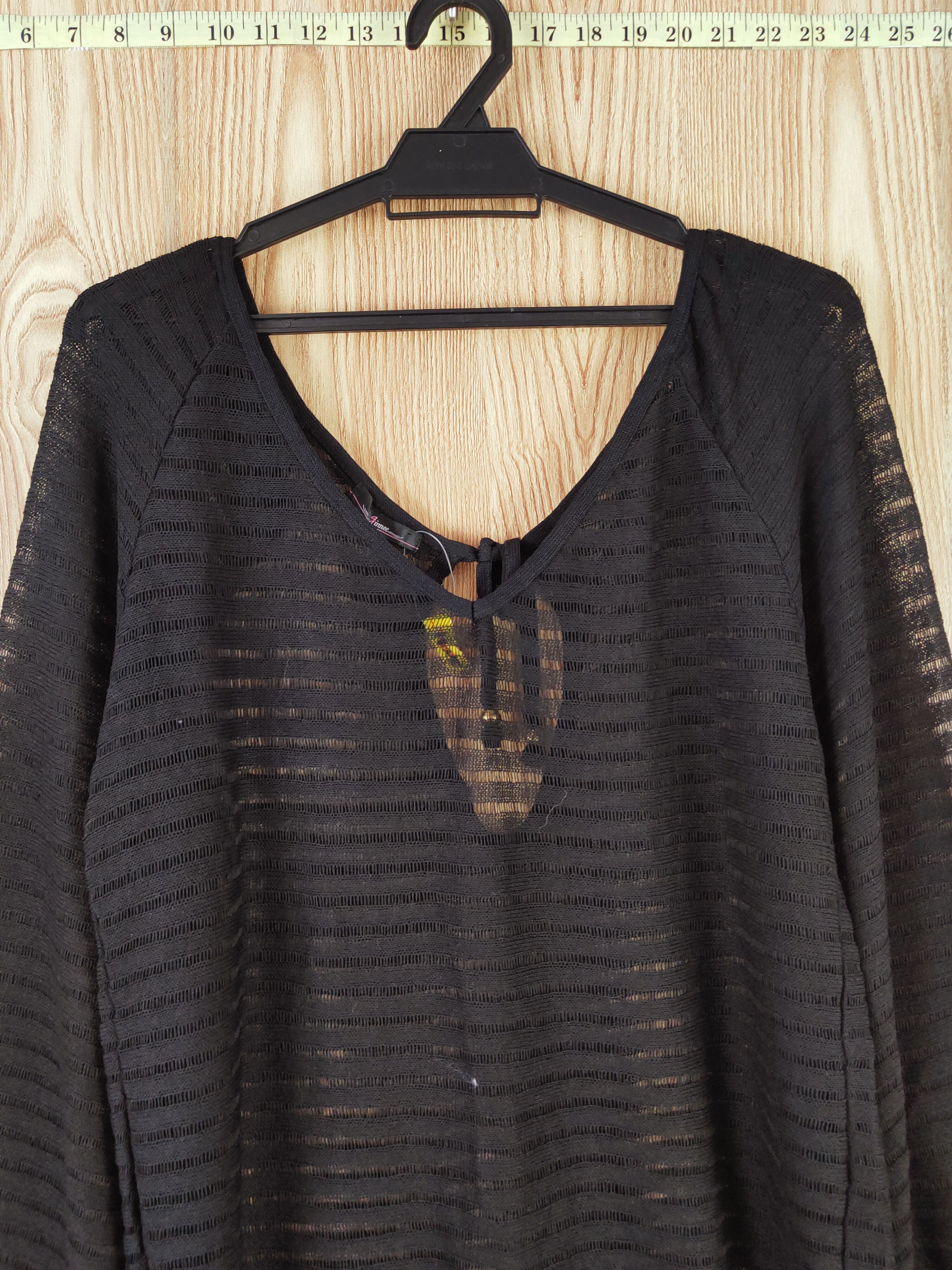 Homespun Knitwear Jinnee Black Crochet Mesh Net Knitwear Blouses #W729 Size M / US 6-8 / IT 42-44 - 2 Thumbnail