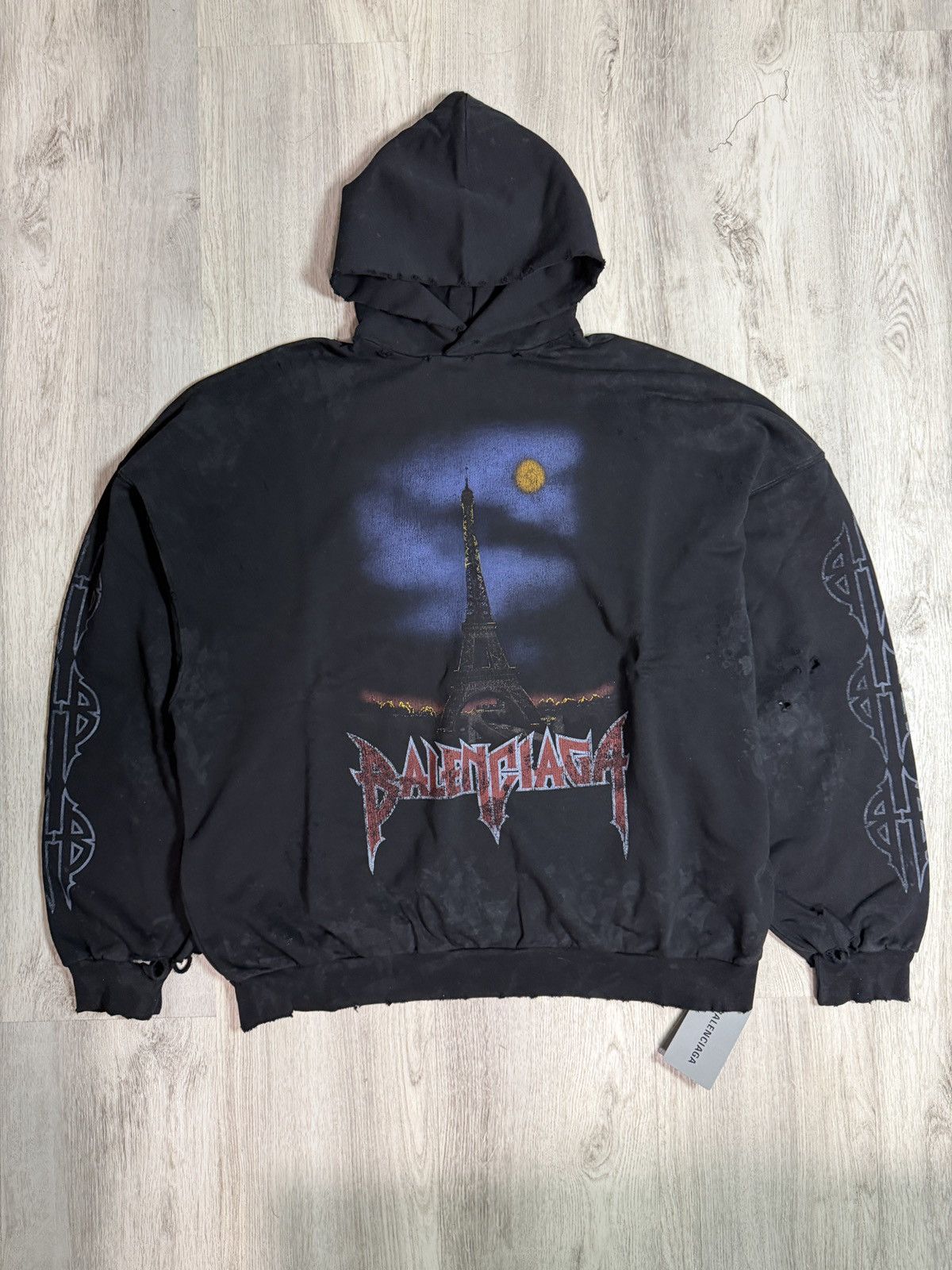 Balenciaga Balenciaga Paris Moon Hoodie No Pocket Black Size US M / EU 48-50 / 2 - 1 Thumbnail