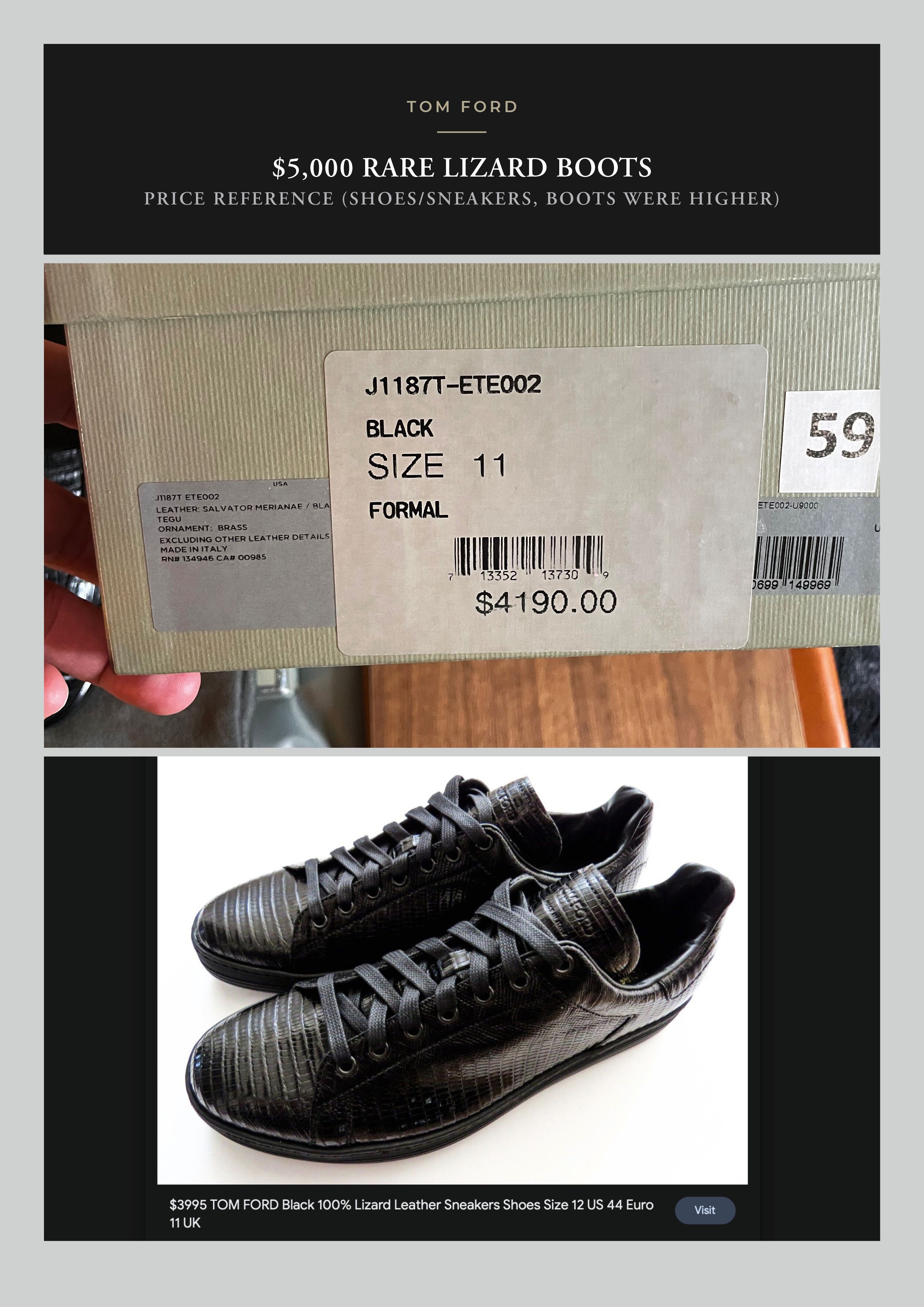 Tom Ford A-List Celeb RARE $5K TOM FORD Lizard Boots, Godly Details Size US 10.5 / EU 43-44 - 5 Thumbnail