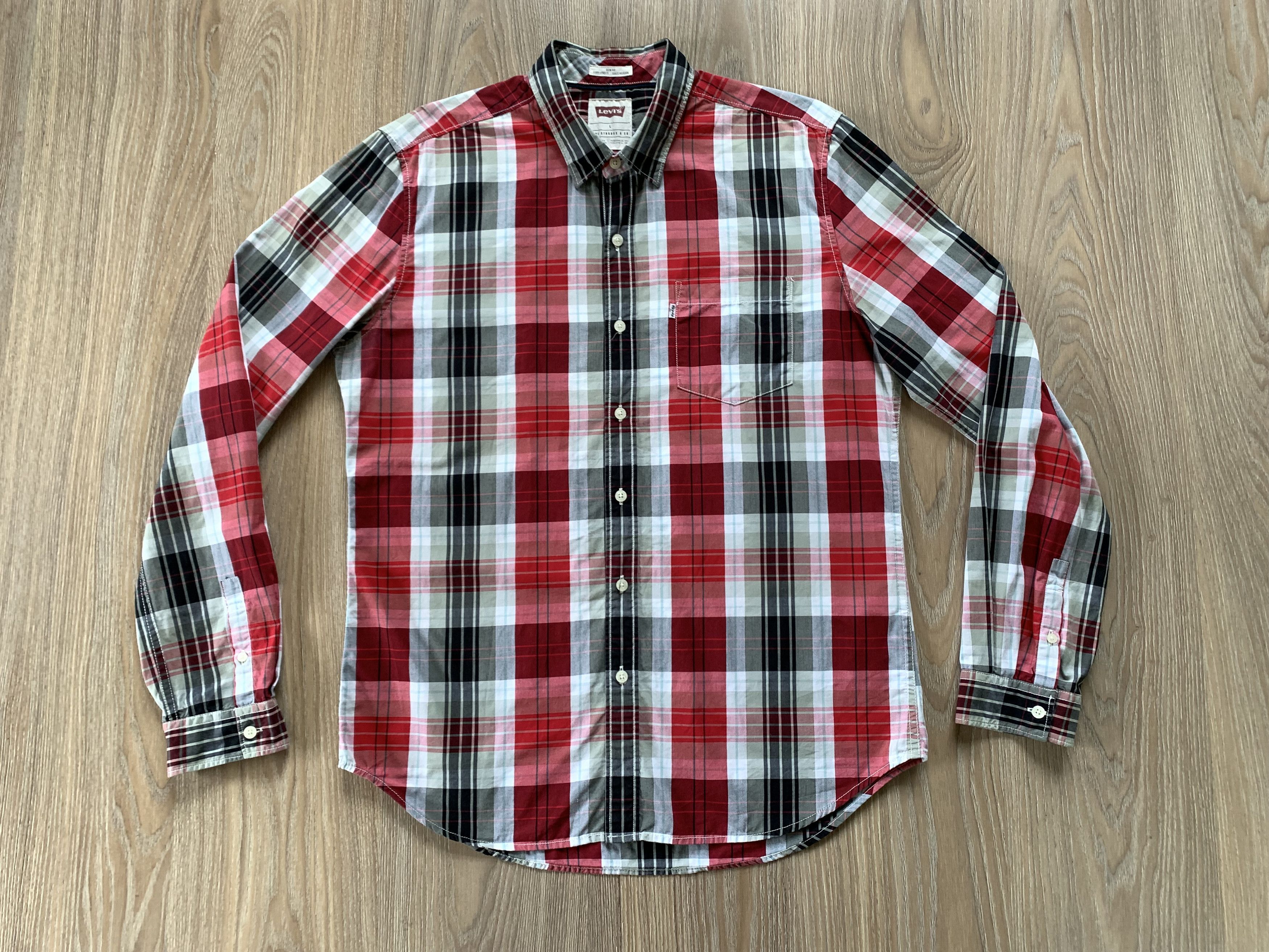 Levi's Levis Slim Fit Long Sleeve Plaid Shirt Size US L / EU 52-54 / 3 - 2 Thumbnail