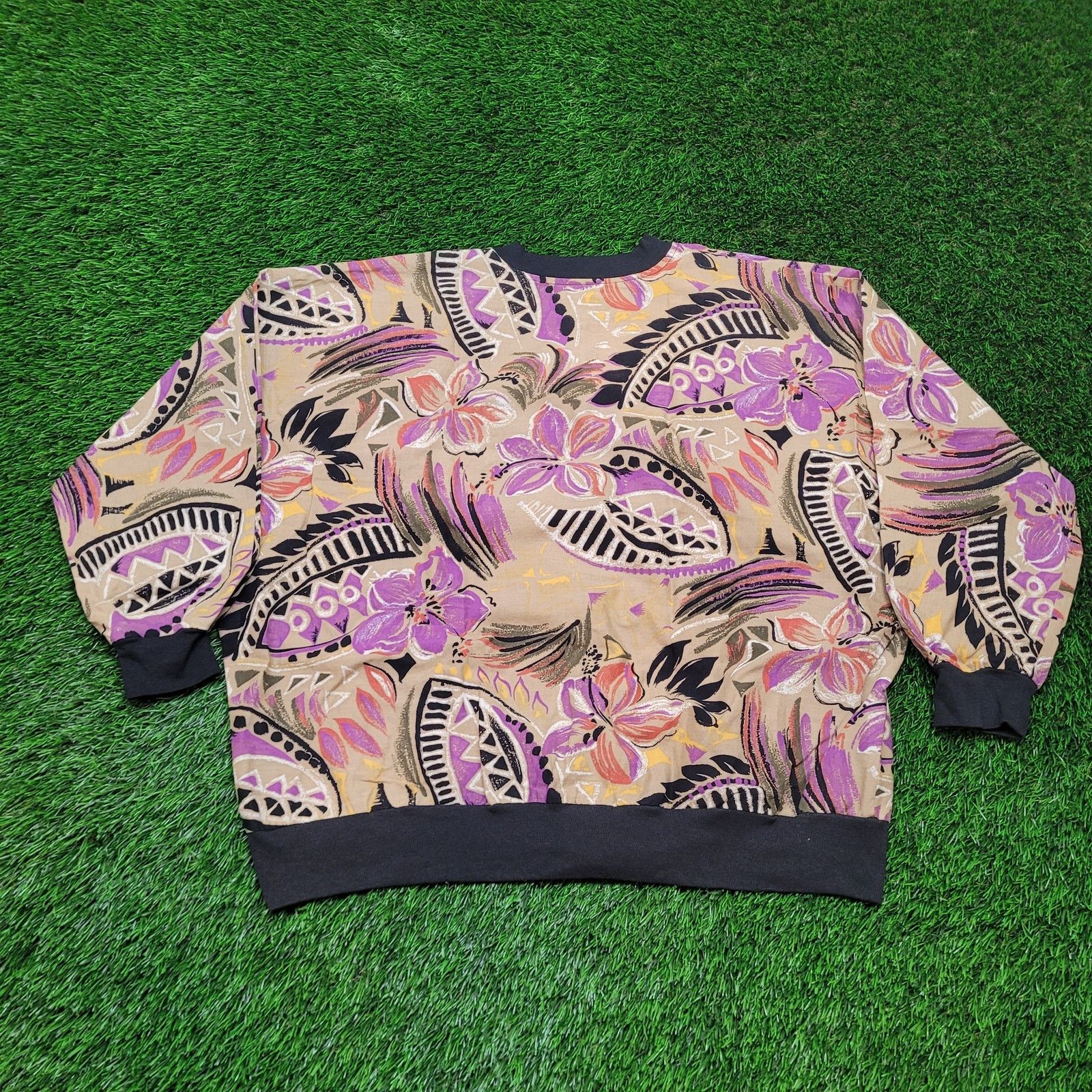 Vintage VTG 80s USA Made Floral Batwing Bomber Jacket Womens 2XL Size XXL / US 16-18 / IT 52-54 - 4 Thumbnail