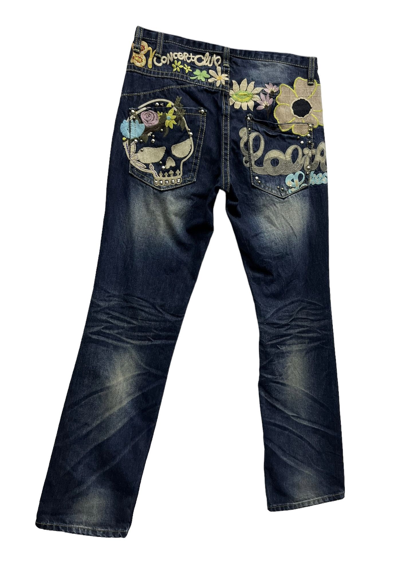 Vintage 🔥Vtg LOLITA CONCEPT CLUB Embroidery Skulls & Flowers Denim Size US 30 / EU 46 - 7 Thumbnail