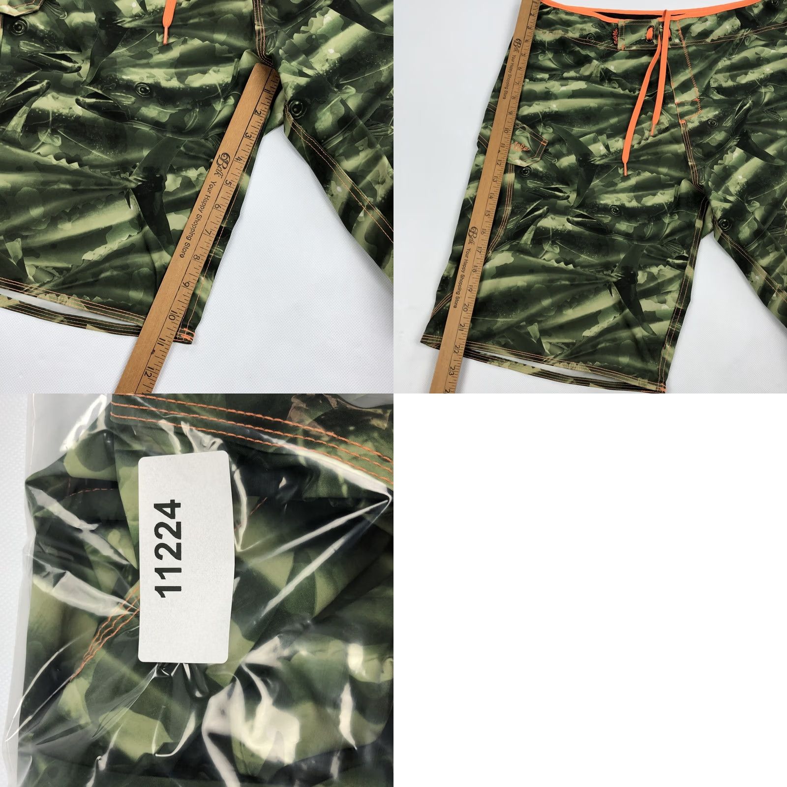 Vintage Salt Life SLX-QD Board Shorts Men 36 Green Fish Pattern Quick Dry Pockets Stretch Swim Trunks Beach Surfing Size US 36 / EU 52 - 8 Thumbnail