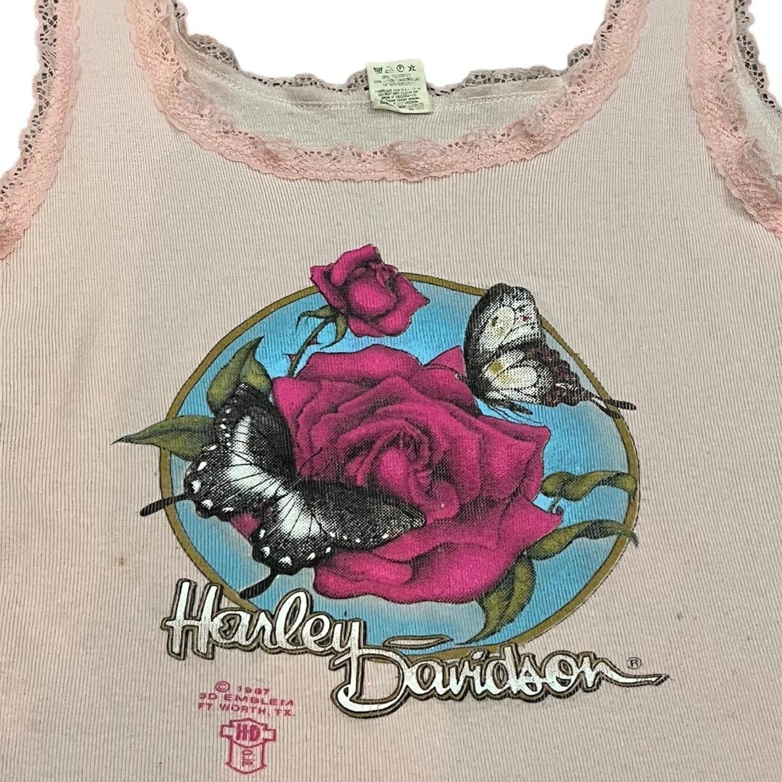 Harley Davidson Vintage 80s Harley Davidson 3D Emblem Lace Tank Top Size S / US 4 / IT 40 - 3 Thumbnail