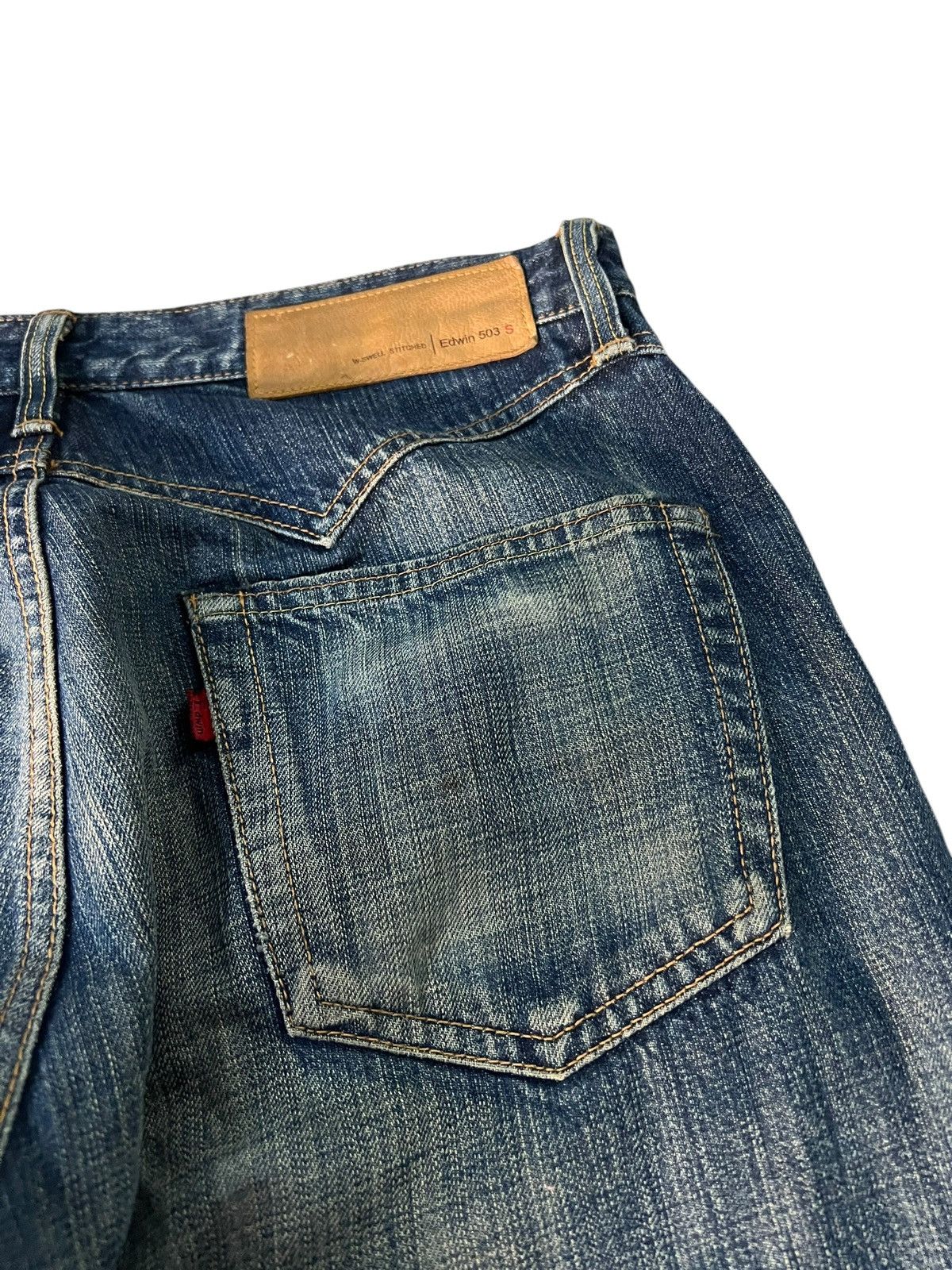 Edwin × If Six Was Nine × Le Grande Bleu (L.G.B.) 💥BAGGY💥VINTAGE EDWIN 503S DISTRESS MUD WASH JEANS Size US 31 - 12 Thumbnail
