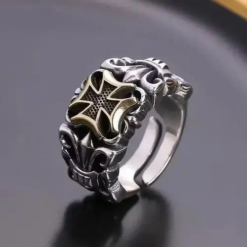 Ring Of Fire New Punk Big Cross Ring Resizable Jewelry Street Retro Gothi Size ONE SIZE - 1 Thumbnail