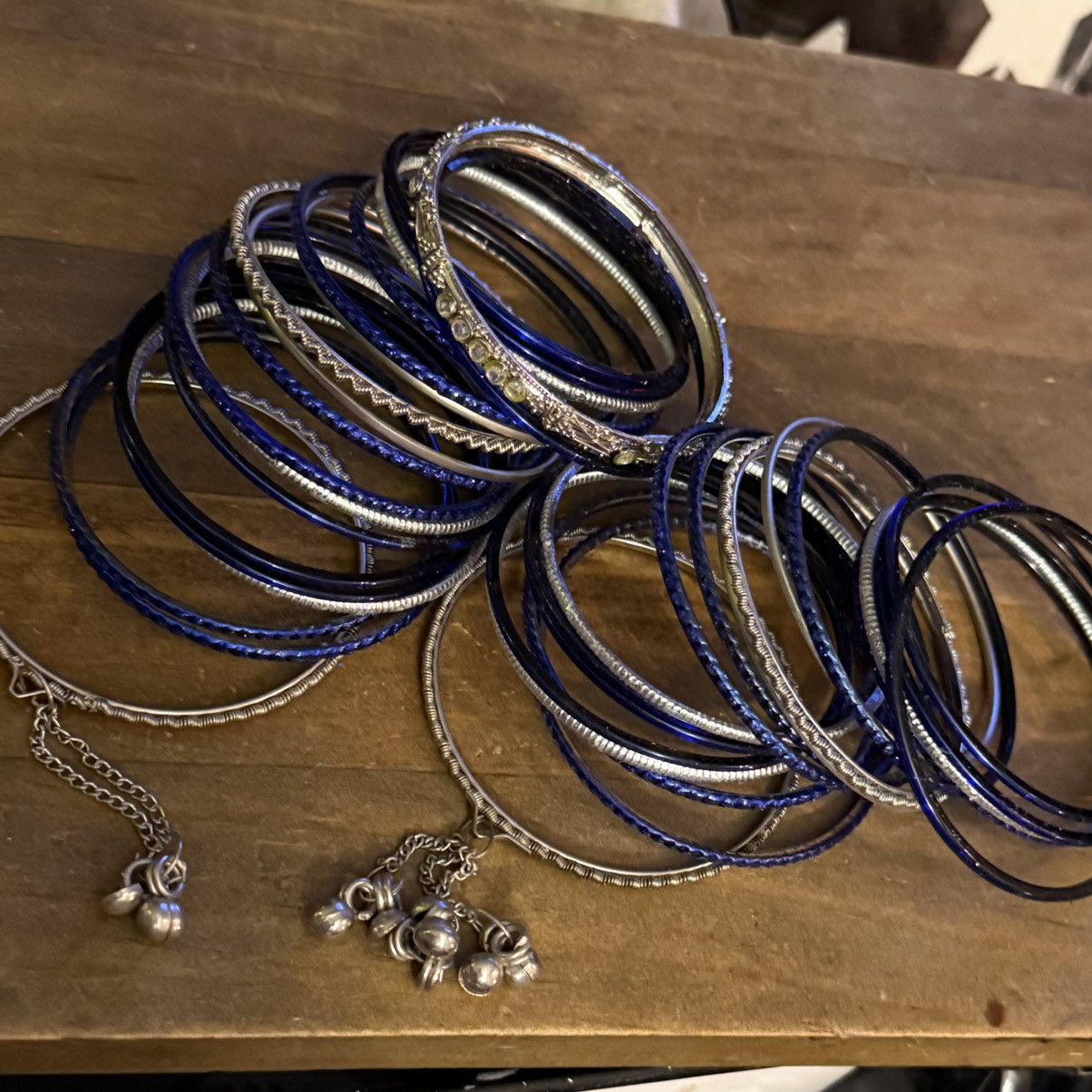 Other Blue and silver Churi India bangle bracelets Size ONE SIZE - 2 Thumbnail