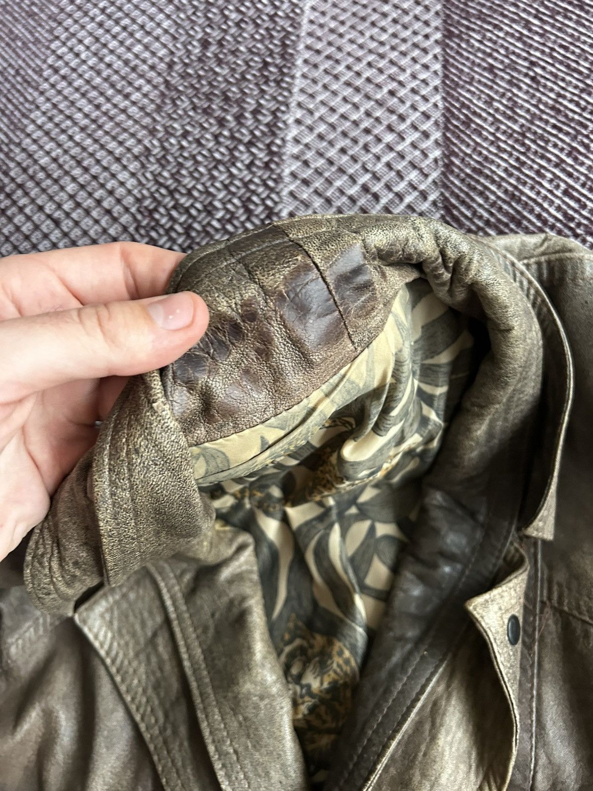 Genuine Leather Vintage Leather Distressed Bomber Jacket Faded VeraPelle Y2K Size US L / EU 52-54 / 3 - 6 Thumbnail