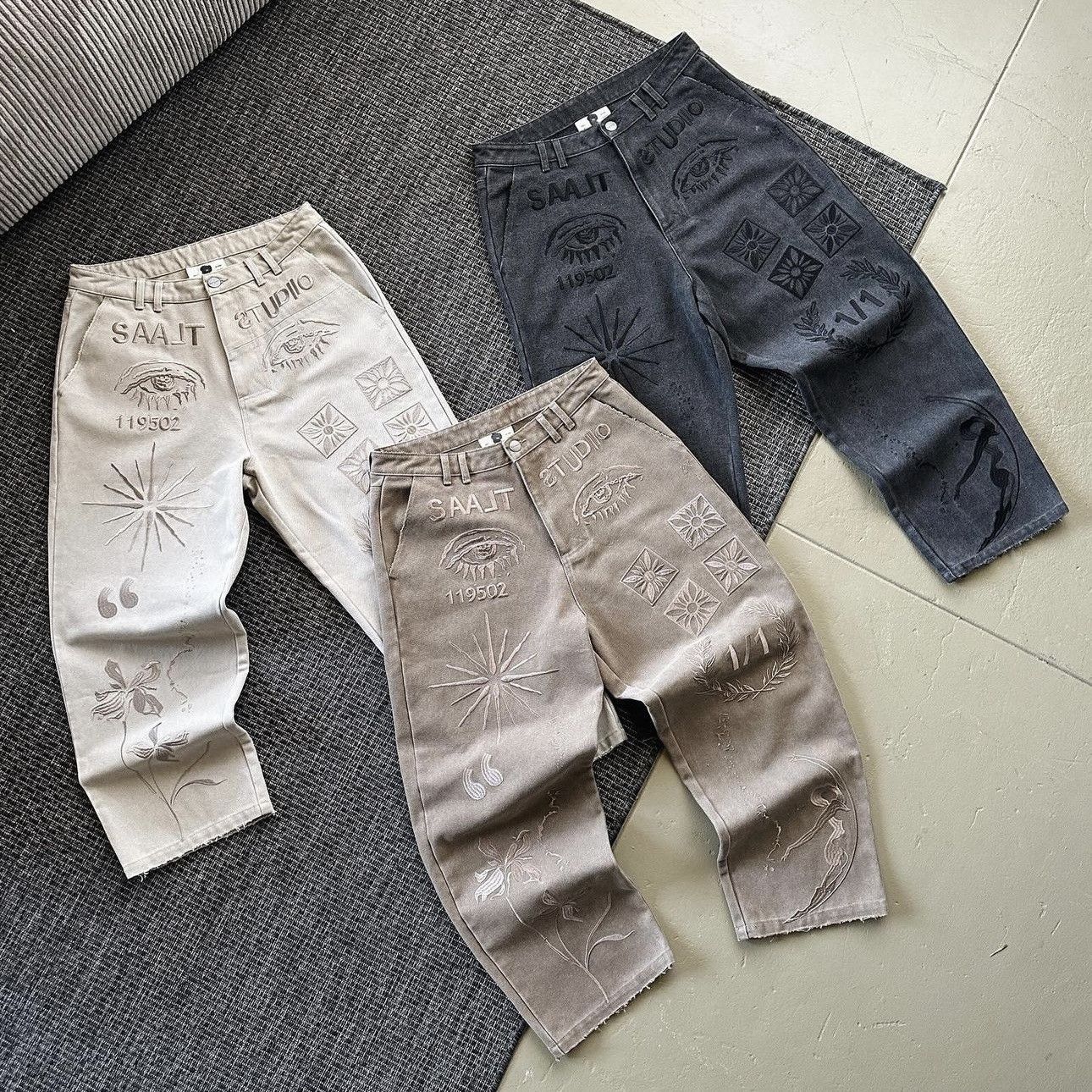 Saalt Studio Saalt Studio Cream Ornate Work Pants XL Size US 34 / EU 50 - 3 Thumbnail