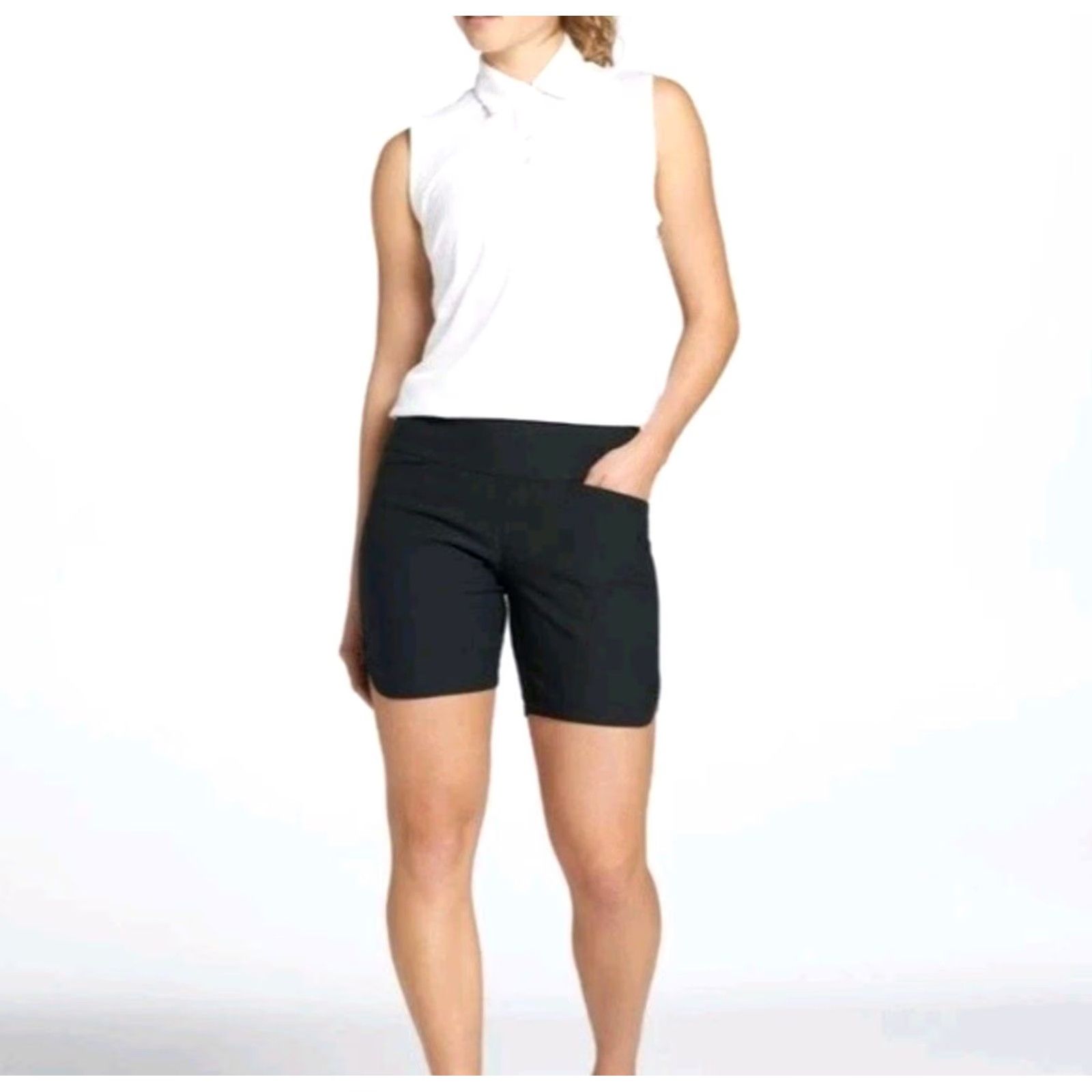 Vintage Lady Hagen Shorts Women's Size Small Classic Black Tummy Control Pull On Golf Size 28" / US 6 / IT 42 - 3 Thumbnail