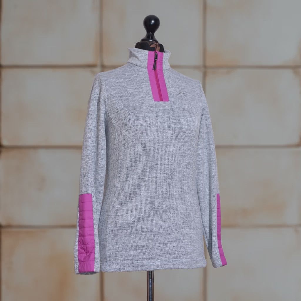 KJUS KJUS Womens Ski Pullover Fleece Half Zip Gray Pink Thermal Layer Top 38 / M Size S / US 4 / IT 40 - 1 Thumbnail