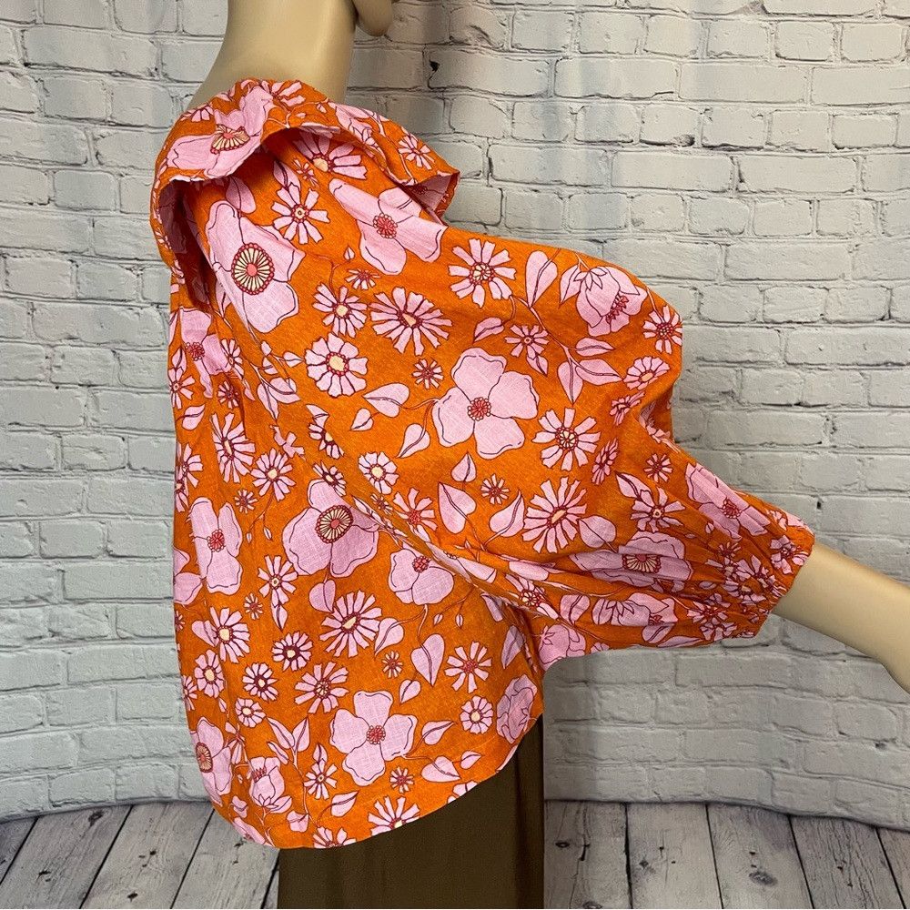 Free People NWT New $98 Free People Miss Daisy Printed Cotton Top Size Size XS / US 0-2 / IT 36-38 - 3 Thumbnail