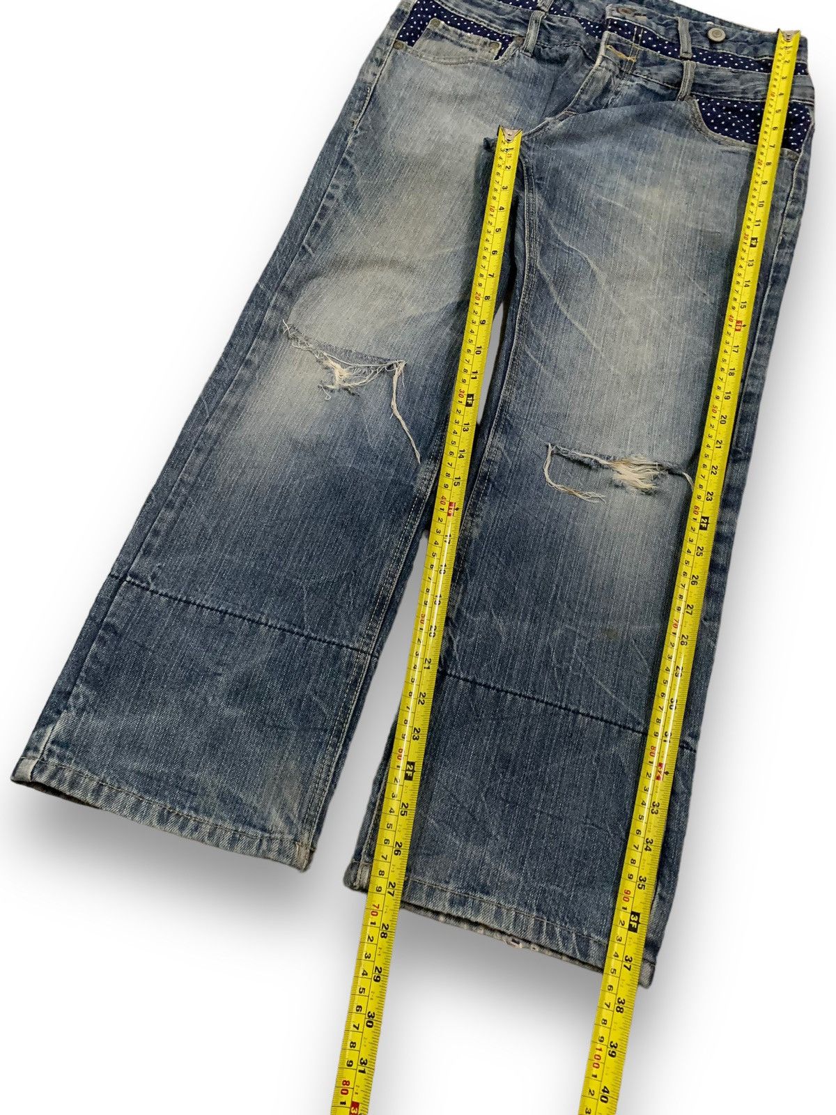 14th Addiction Vintage Japanese Brand Double Waist Mud Wash Distress Jeans Size US 32 / EU 48 - 14 Thumbnail