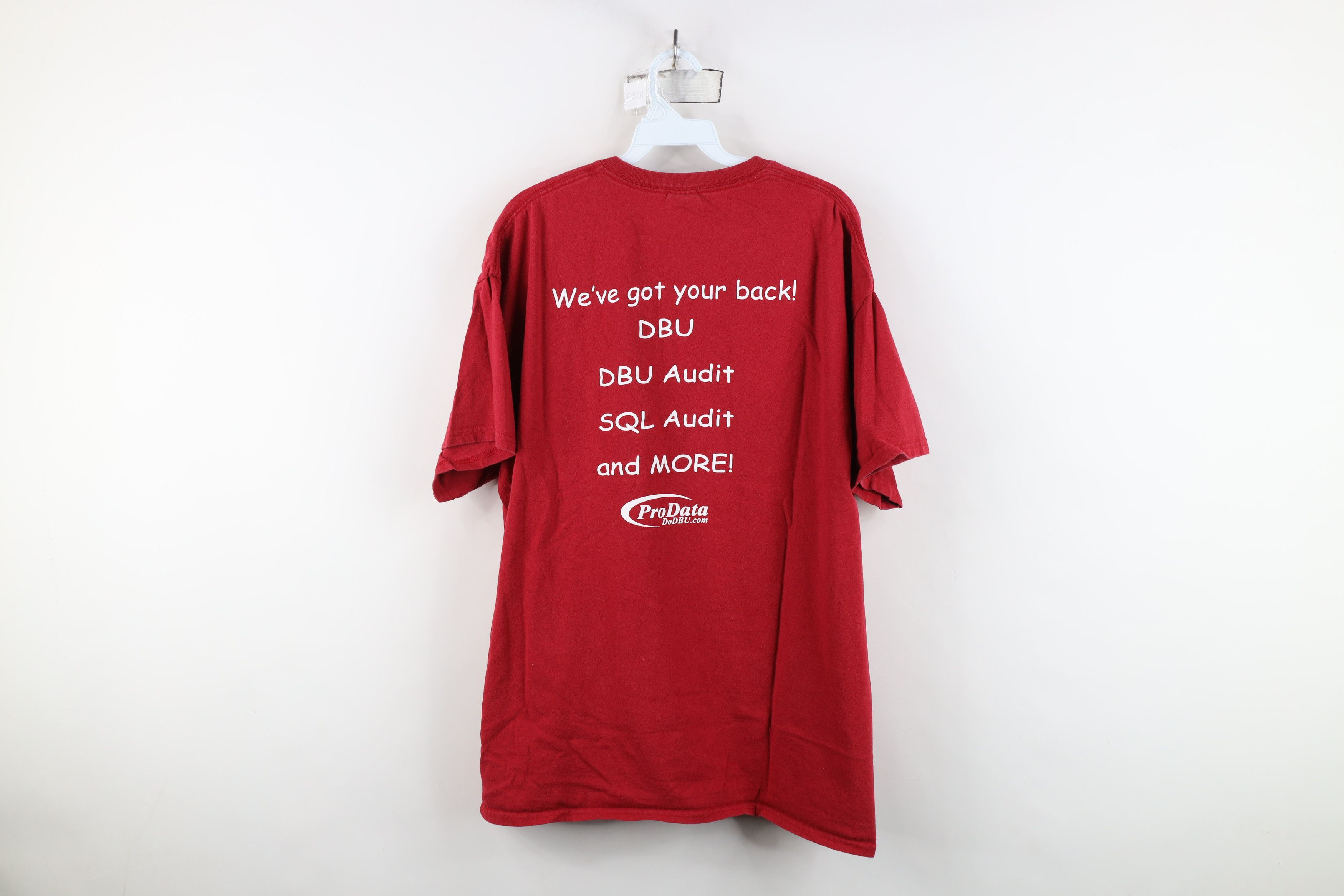 Vintage Vintage Data DBU Database Utility Audit T-Shirt Red Cotton Size US XL / EU 56 / 4 - 9 Thumbnail