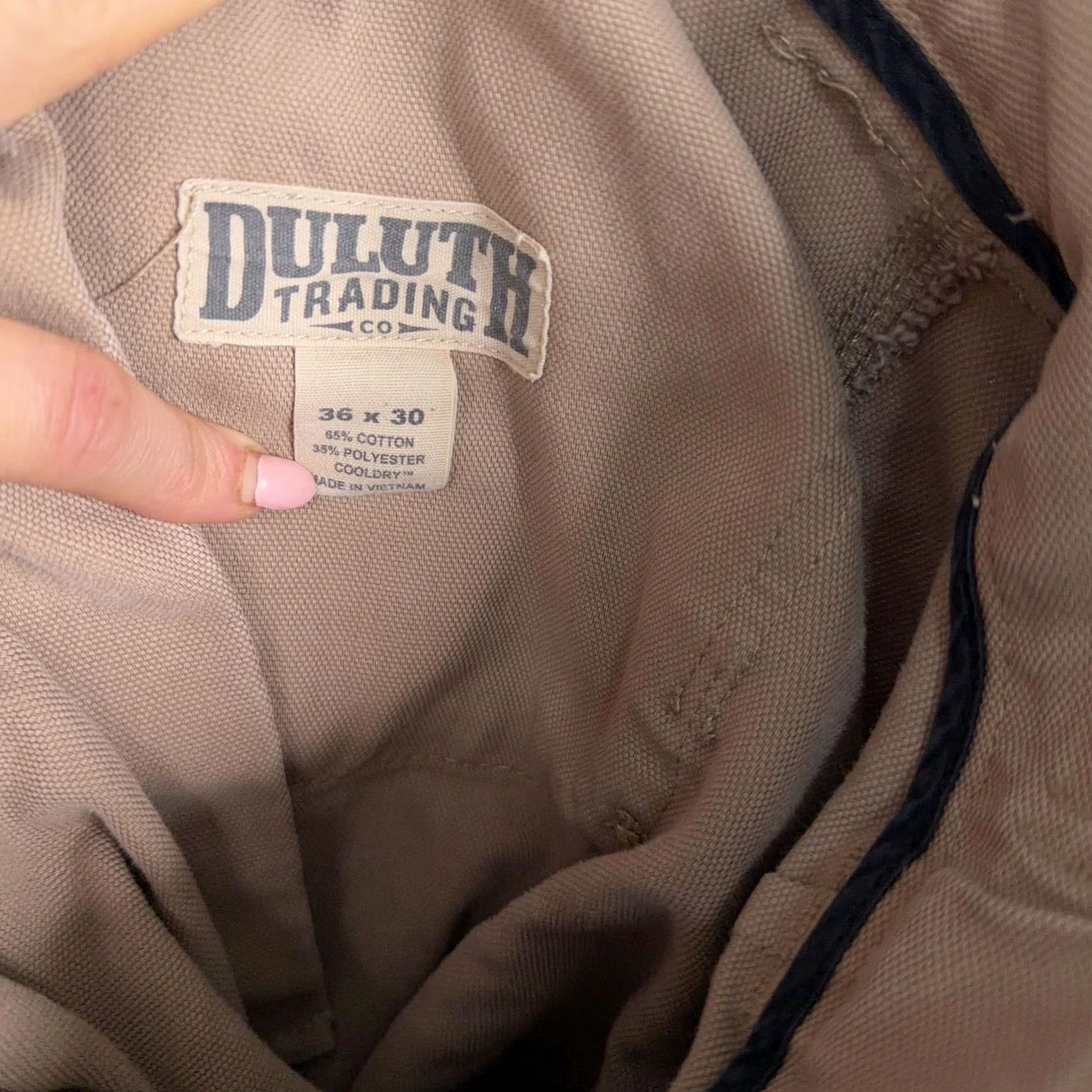 Duluth Trading Company Duluth Trading Co Mens Beige Canvas Carpenter Workwear Utility Pants 36 X 30 Cargo Pockets Straight Leg Relaxed Fit 65% Cotton 35% Polyester Size US 36 / EU 52 - 4 Thumbnail