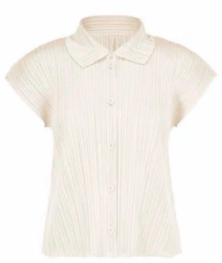 Issey Miyake Issey Miyake size:3 White pleated short-sleeved shirt Size XS / US 0-2 / IT 36-38 - 1 Thumbnail
