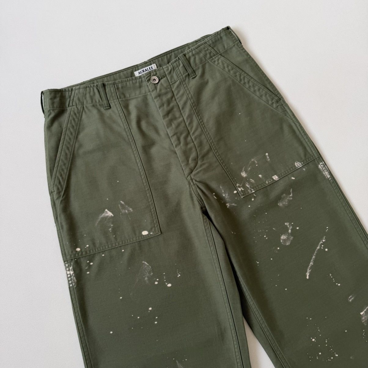 Auralee Washed Green ‘Bleached Baker Pants’ Size US 32 / EU 48 - 10 Thumbnail