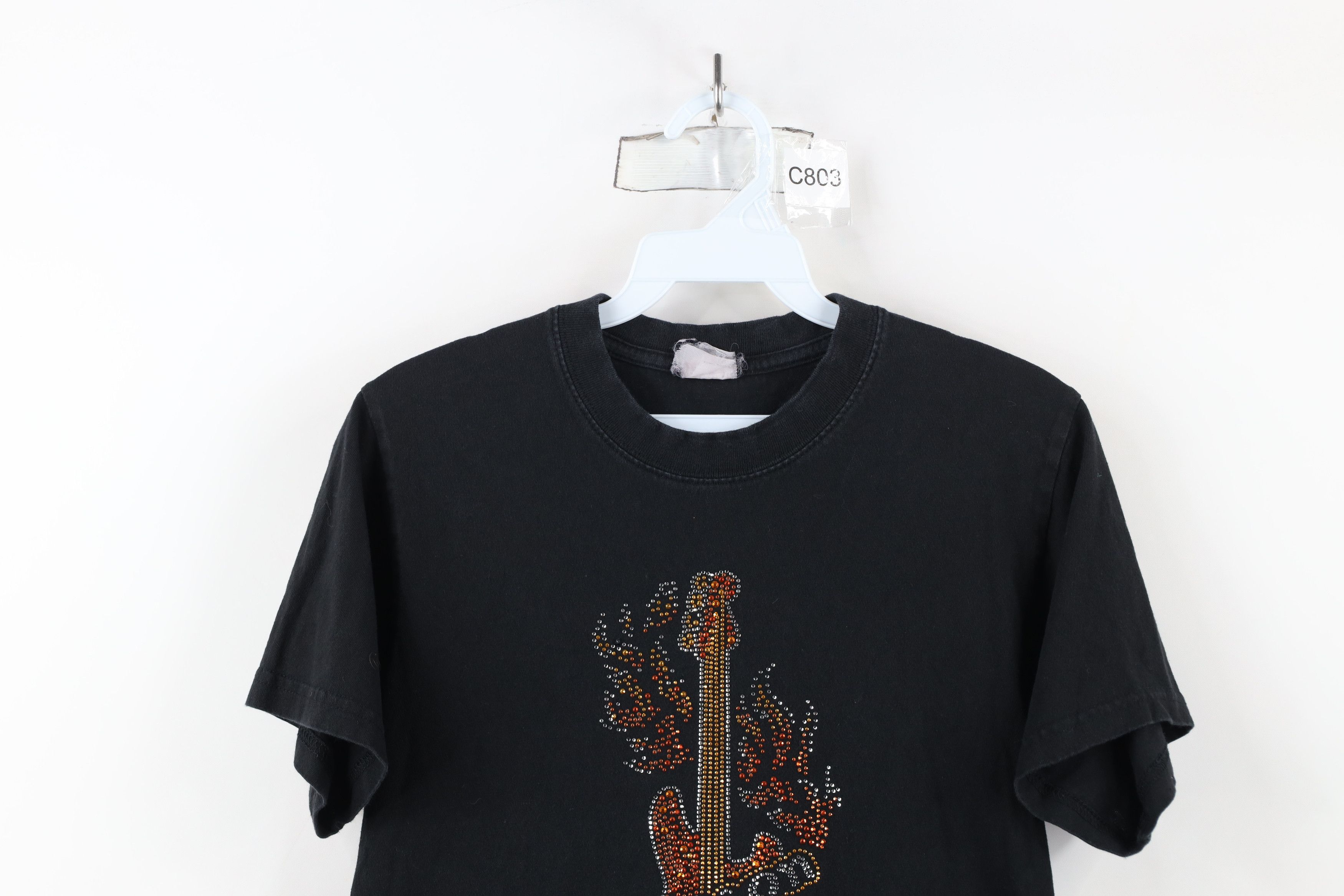 Vintage Vintage 90s Y2K Streetwear Fire Flames Guitar T-Shirt Size S / US 4 / IT 40 - 2 Thumbnail
