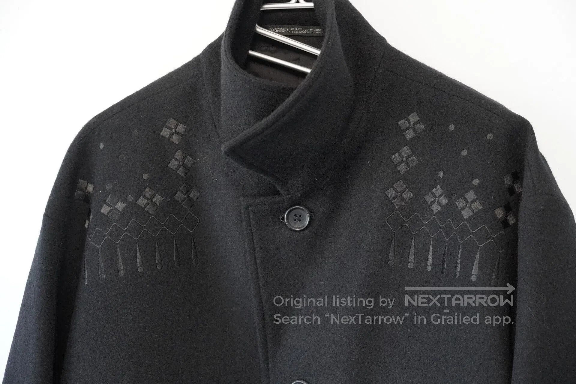 Yohji Yamamoto Yohji Yamamoto Black Embroidered Wool Jacket. Size US S / EU 44-46 / 1 - 4 Thumbnail