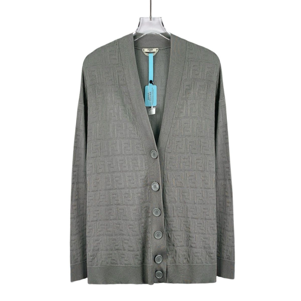 Fendi Fendi Grey V-neck Long Sleeve Knit Cardigan K26WX Size US M / EU 48-50 / 2 - 1 Thumbnail