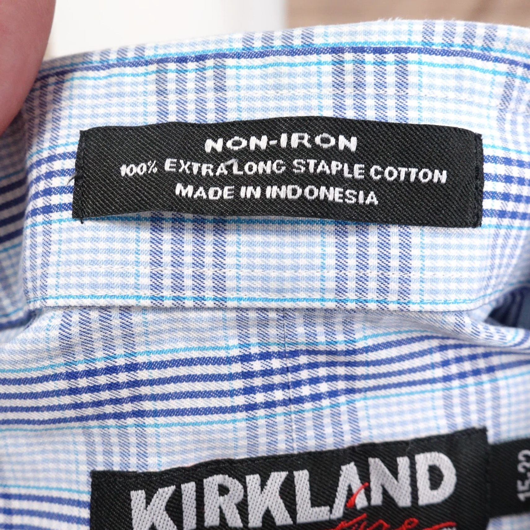 Vintage KIRKLAND SIGNATURE Dress Shirt Men 15 32 Blue Plaid Non-Iron Long Sleeve Button-Up Size US M / EU 48-50 / 2 - 7 Thumbnail