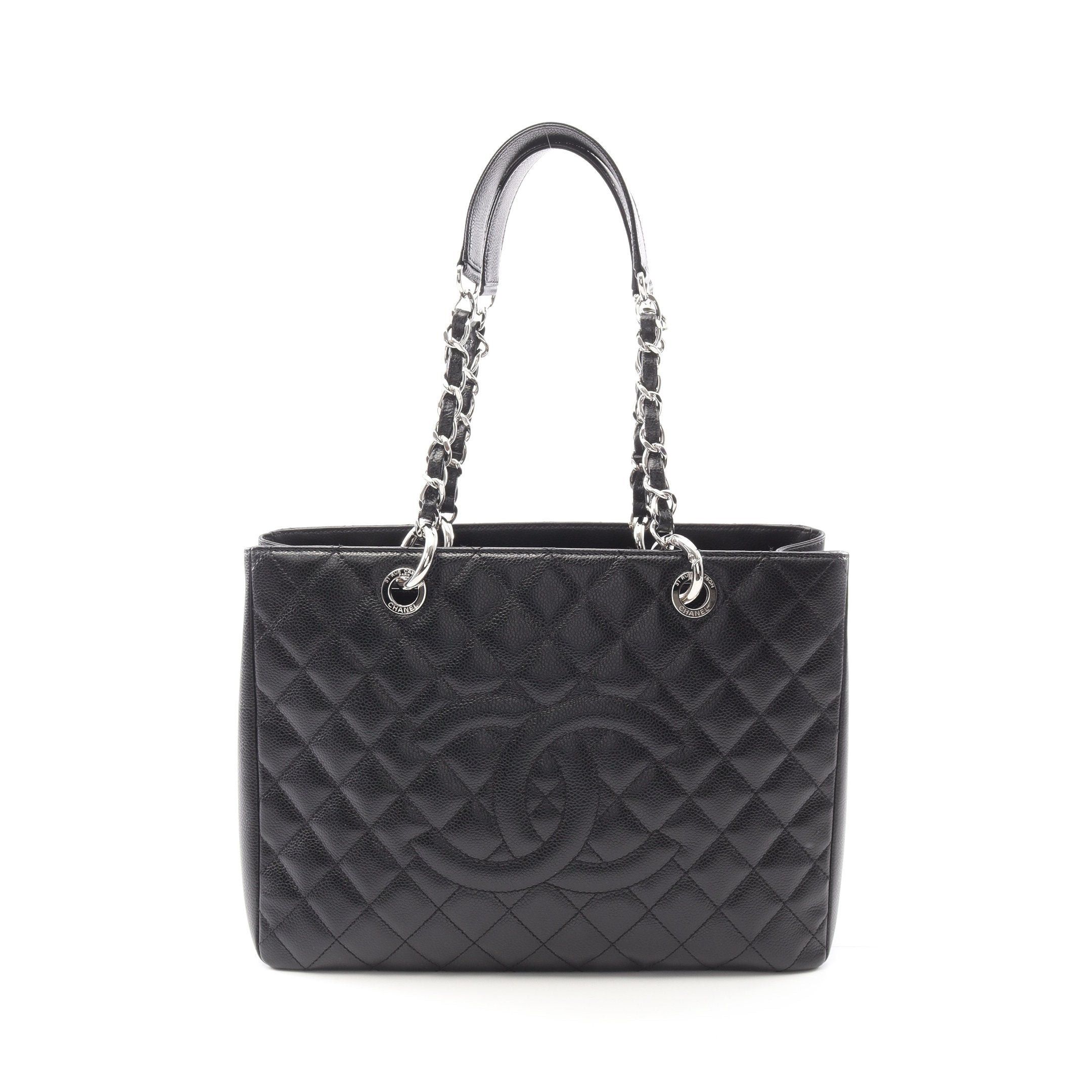 Chanel Chanel Matelasse Grand Shopping Gst Chain Shoulder Bag Tote Caviar Skin Black Silver Hardware Size ONE SIZE - 1 Thumbnail