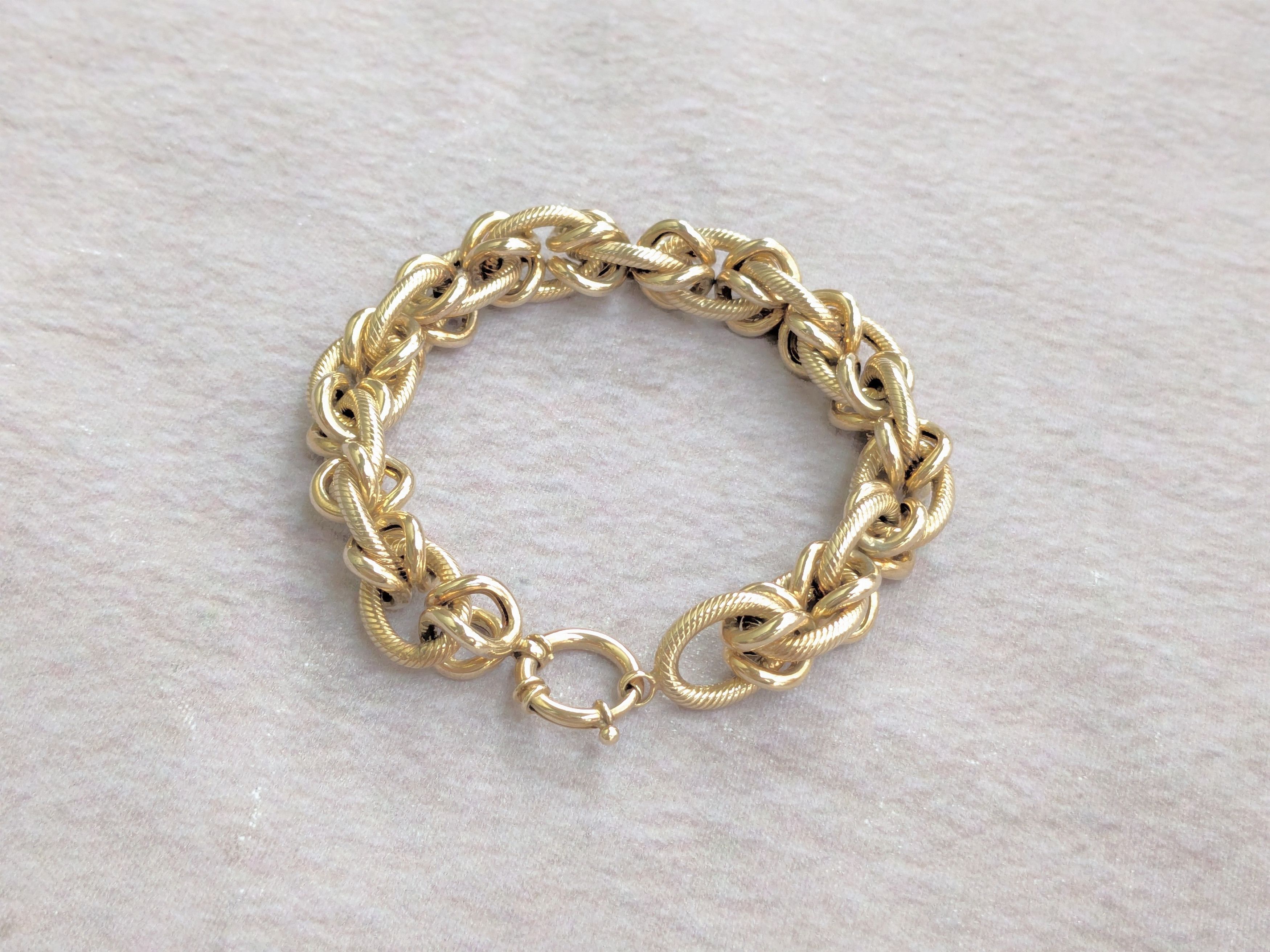 Jewelry x Sterling Silver Vintage Sterling Silver Bracelet Oval Vermeil Gold 8.25, Men's