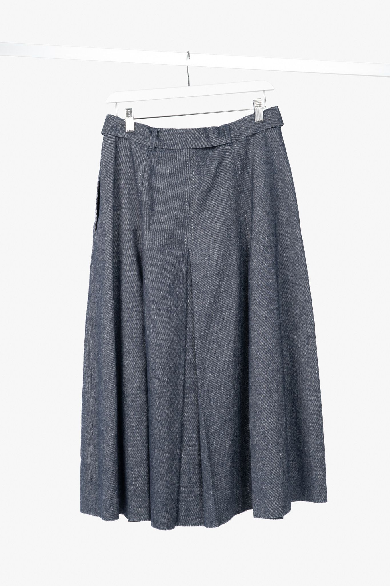 Max Mara Max Mara Studio Linen/Cotton Denim Belted Pleated Midi Skirt Size 31" - 2 Thumbnail