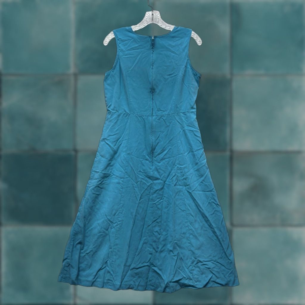 Vintage VINTAGE 90s Y2K Silk Dress 12P Petite Shift A-Line Midi Mod Blue Size XL / US 12-14 / IT 48-50 - 1 Thumbnail