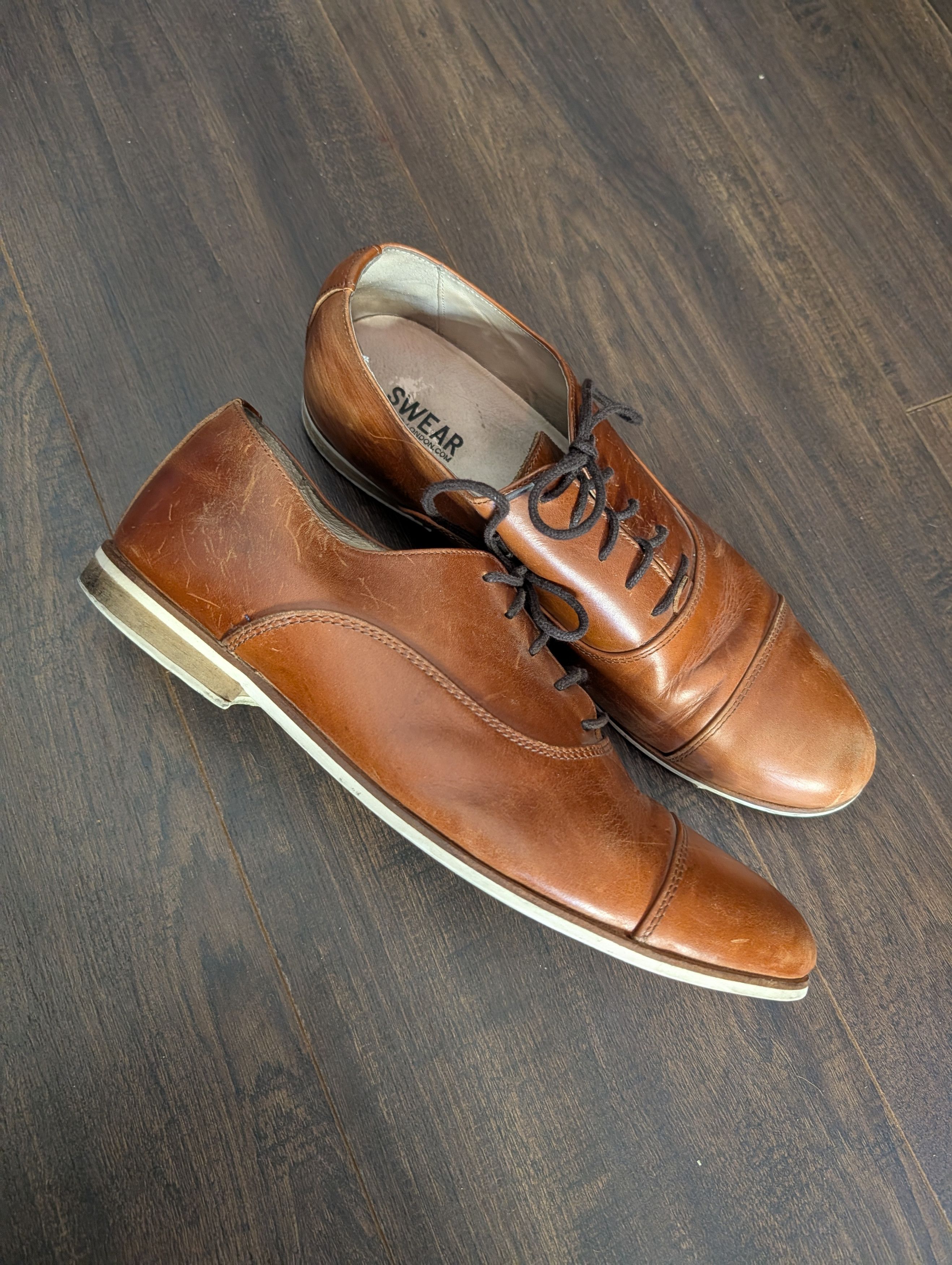 SWEAR London Tan brown soft leather capped toe oxford shoes 45 Size US 12 / EU 45 - 1 Thumbnail