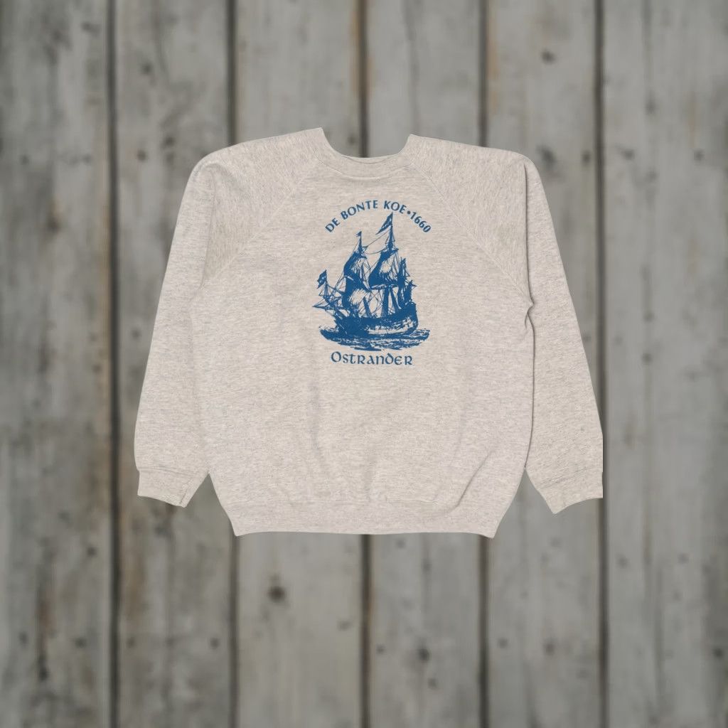 Hanes VINTAGE De Bonte Koe 1660 Ostrander Raglan Sweatshirt Hanes XL Grey 1980s Mens Size US XL / EU 56 / 4 - 1 Thumbnail