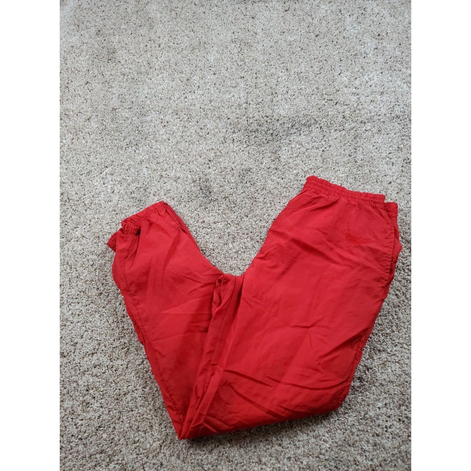 Reebok VINTAGE Reebok Track Pants Mens M Red Nylon Lined Pockets Tapered Leg 90s Size US 31 - 2 Thumbnail