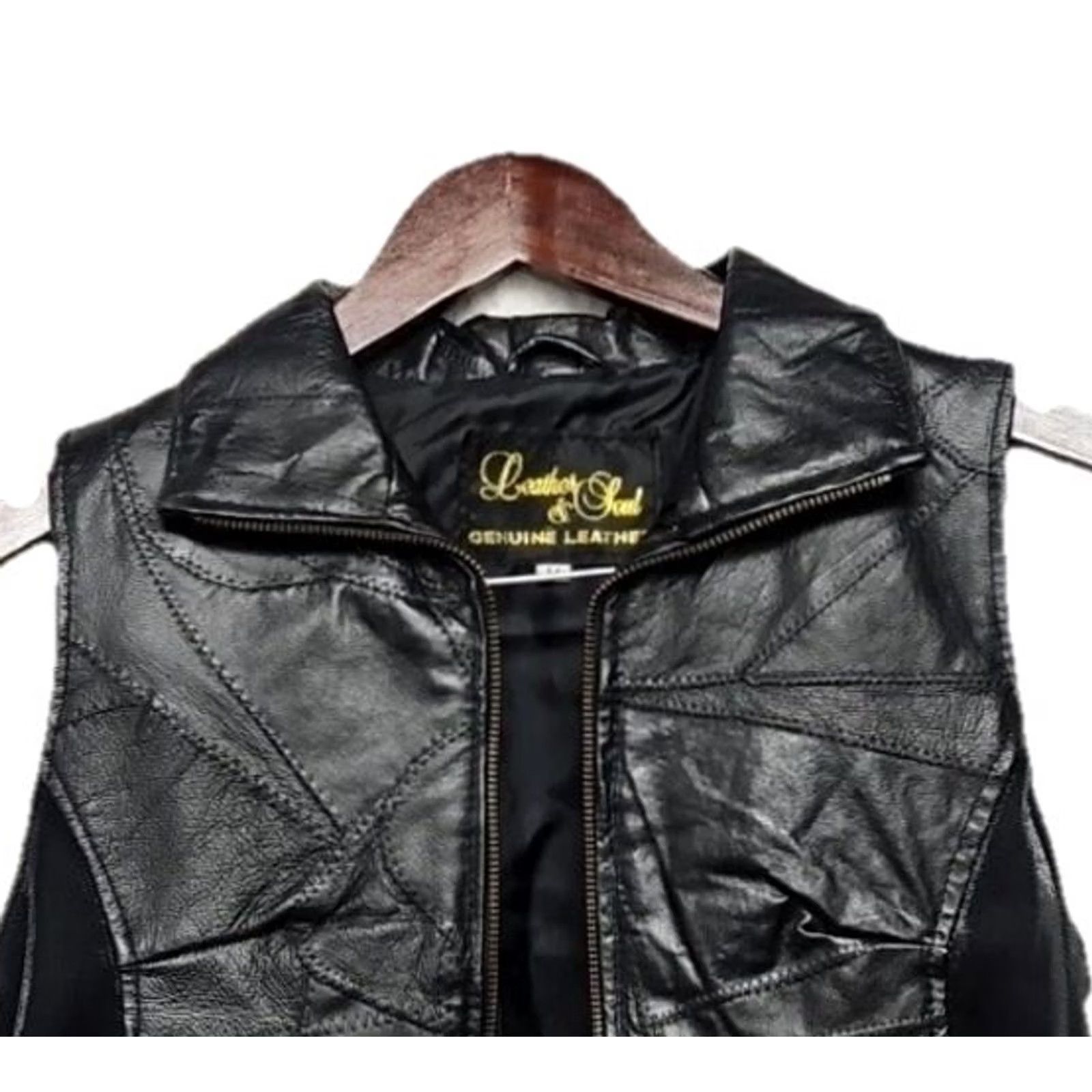 Vintage Y2K Leather & Soul Genuine Black Leather Vest Women’s M Zip Front Biker Moto Vest Maid? Size M / US 6-8 / IT 42-44 - 2 Thumbnail