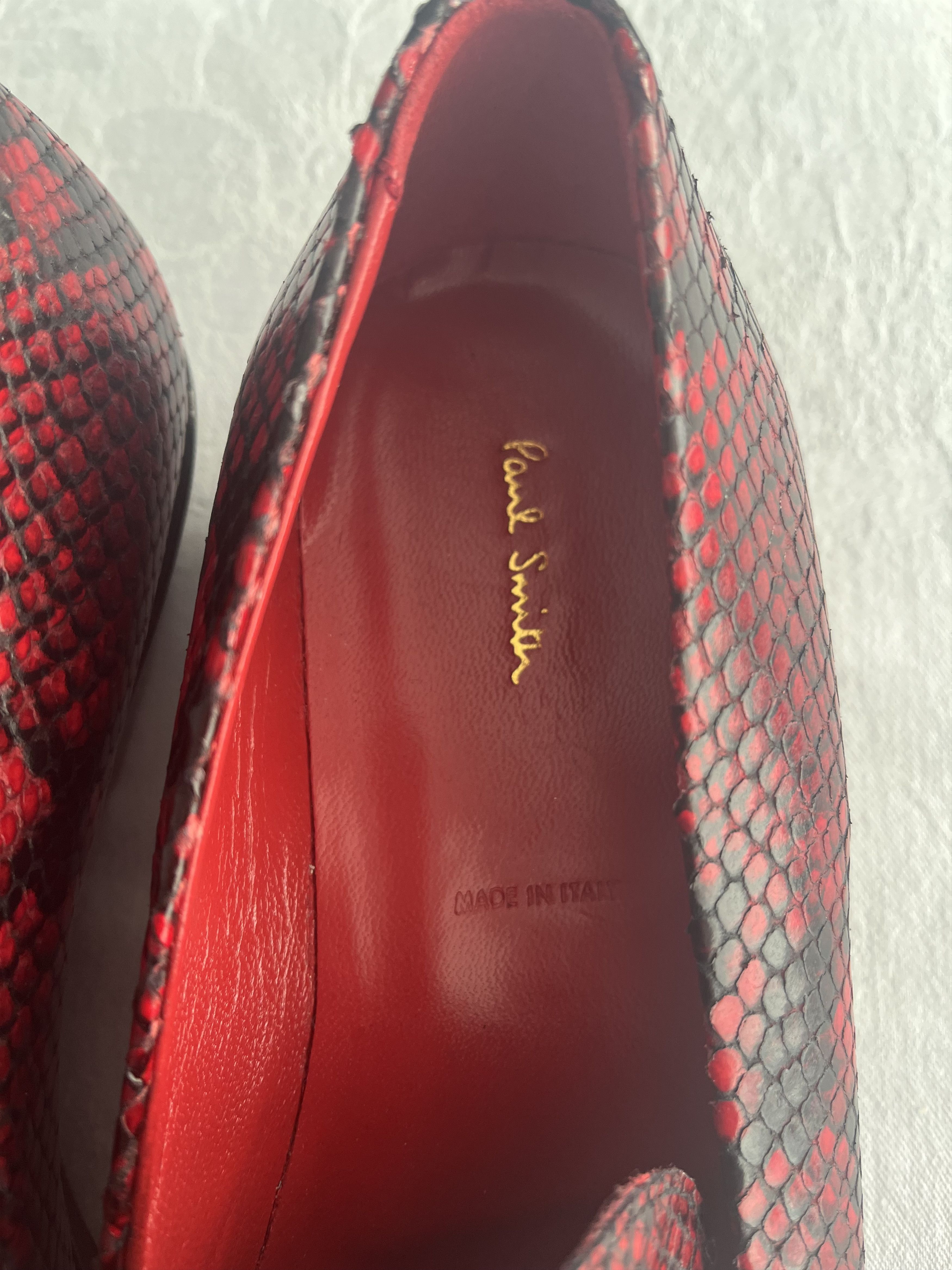 Paul Smith Red and black leather snakeskin design loafers/flats Size US 10 / IT 40 - 3 Thumbnail