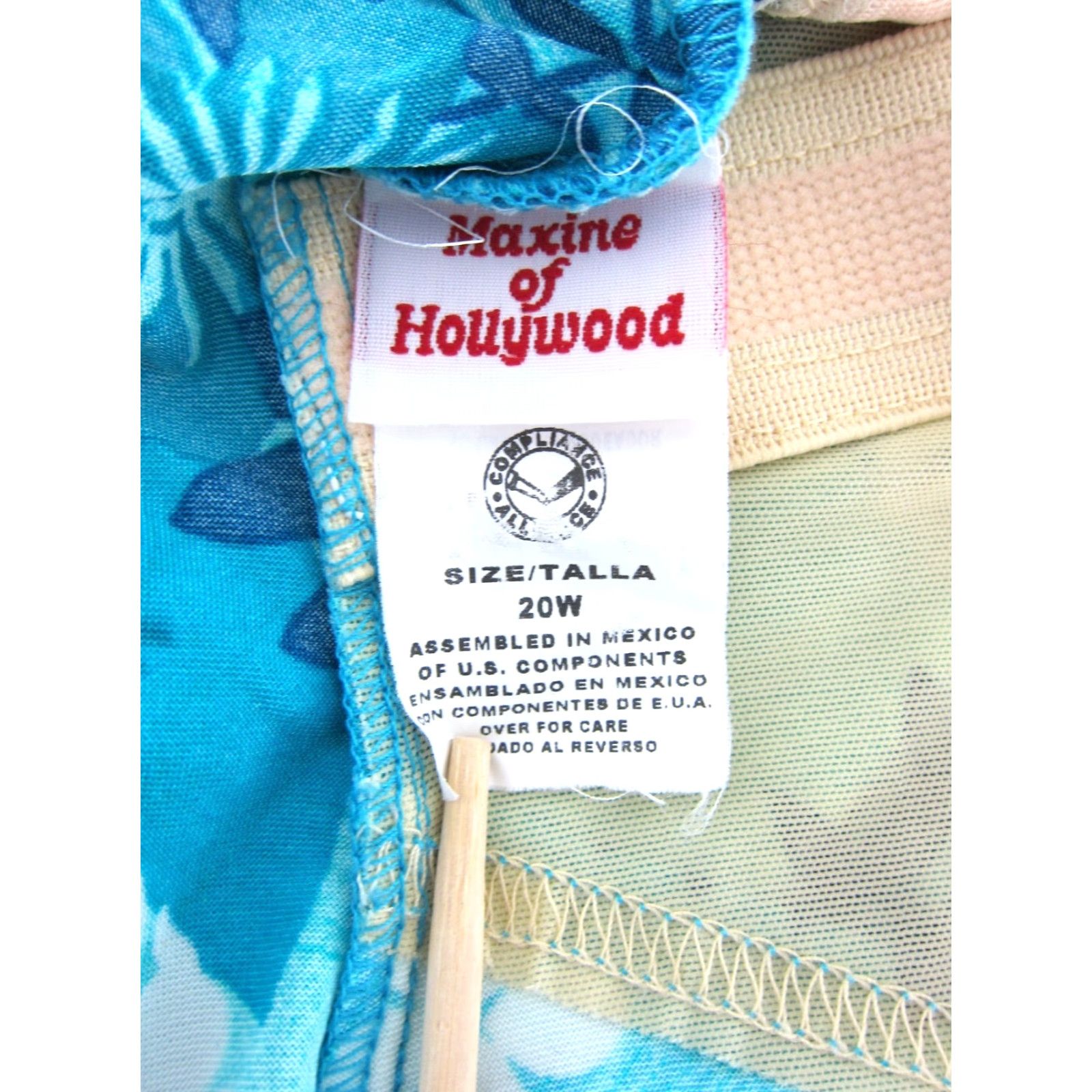 Vintage VINTAGE Maxine of Hollywood Blue White Tropical Floral Modest Swimsuit Dress 20W Size 3XL / US 20-22 - 3 Thumbnail