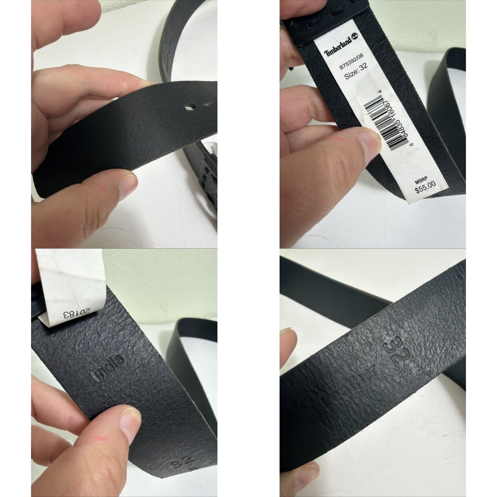 Timberland Timberland Belt Mens Size 32 Black Leather Belt Size 32 - 8 Thumbnail