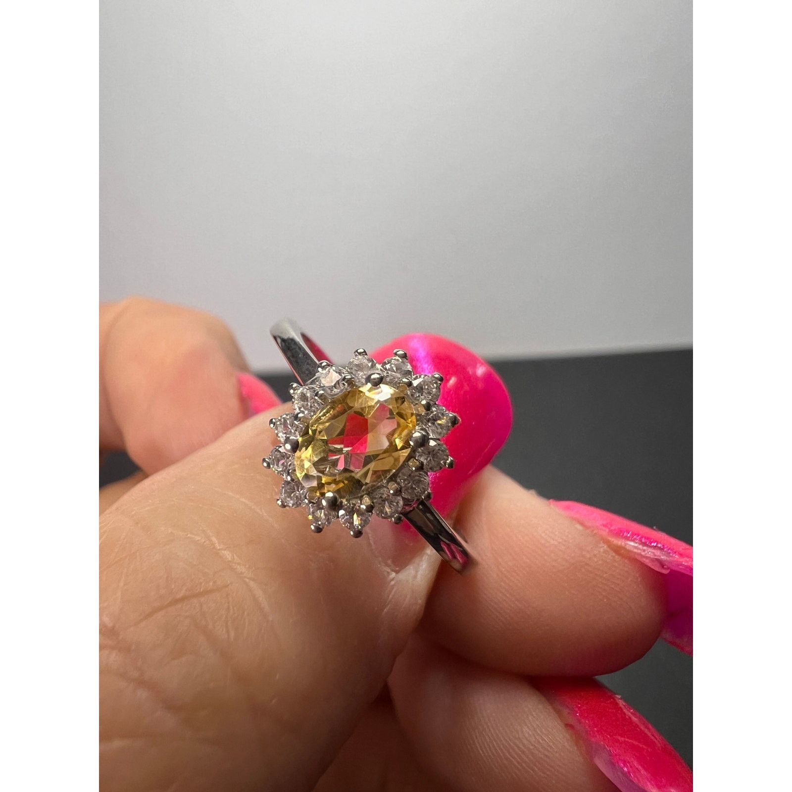 Other NEW Citrine zircon ring in platinum over sterling size 9 Size ONE SIZE - 8 Thumbnail