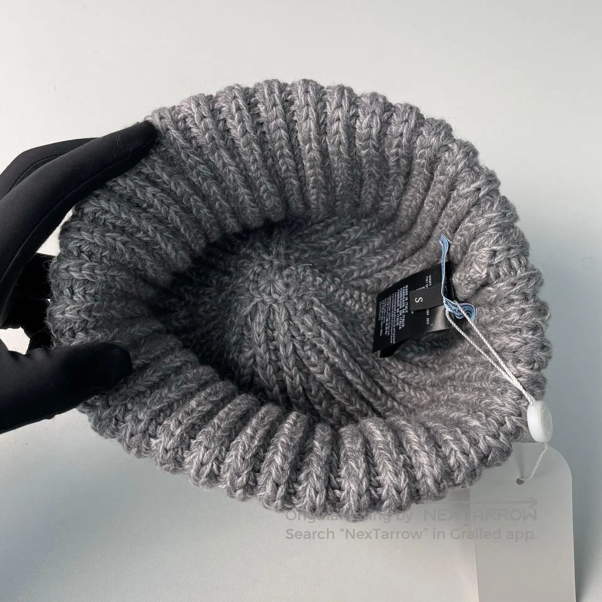 Prada Prada Gray Wool Knit Triangular Logo Cold Hat Knit Cap| Size ONE SIZE - 6 Thumbnail