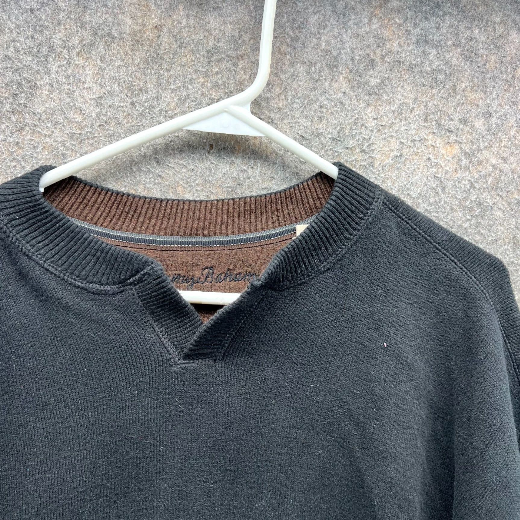 Tommy Bahama VINTAGE Tommy Bahama Pullover Sweater Mens Large Black Reversible Fleece Cotton Crew Neck Short Sleeve? Size US L / EU 52-54 / 3 - 5 Thumbnail