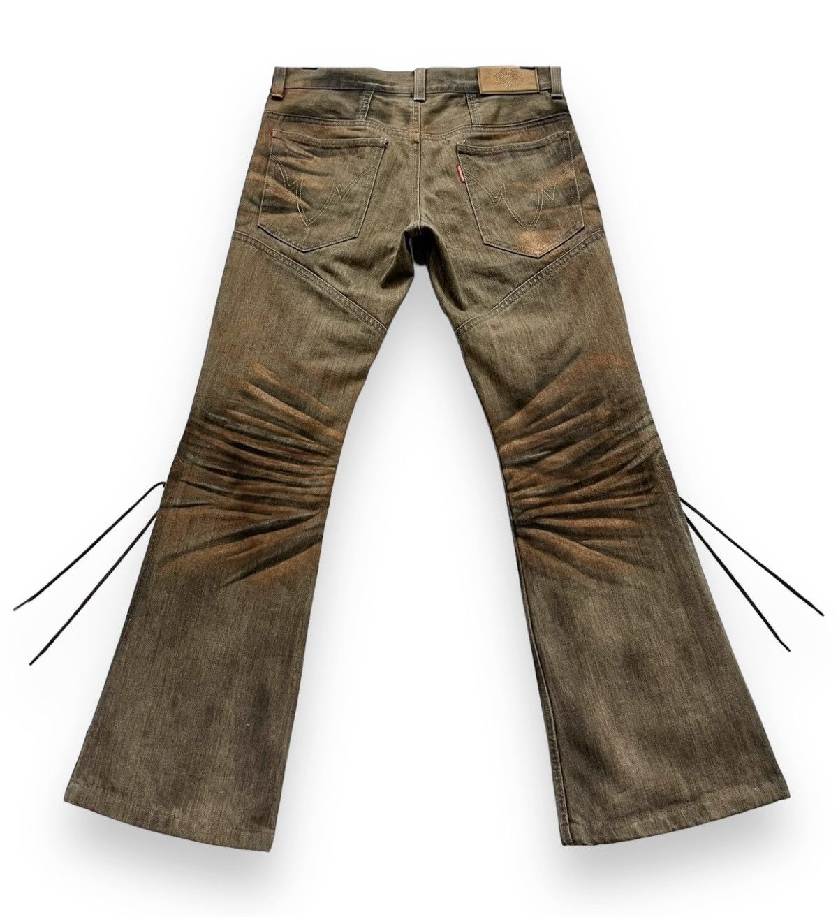 Tornado Mart 🔥TORNADO MART Smoke Brown Gold Dust Whisker Laced Leg Flare Size US 28 / EU 44 - 3 Thumbnail