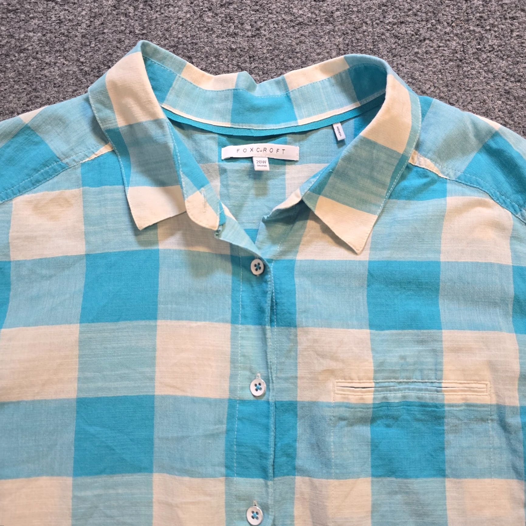 Vintage Foxcroft Top Womens Size 20W Blue Plaid Button 3/4 Sleeve Classic Casual Blouse Ladies Size 3XL / US 20-22 - 2 Thumbnail