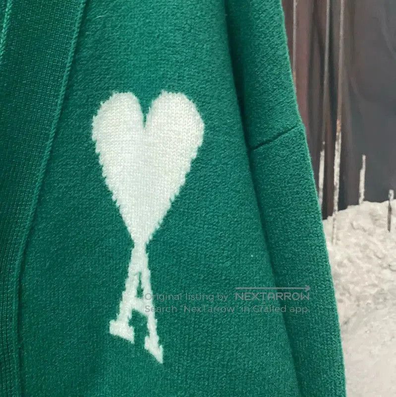 AMI AMI Green Wool Long Sleeve Cardigan . Size M / US 6-8 / IT 42-44 - 5 Thumbnail