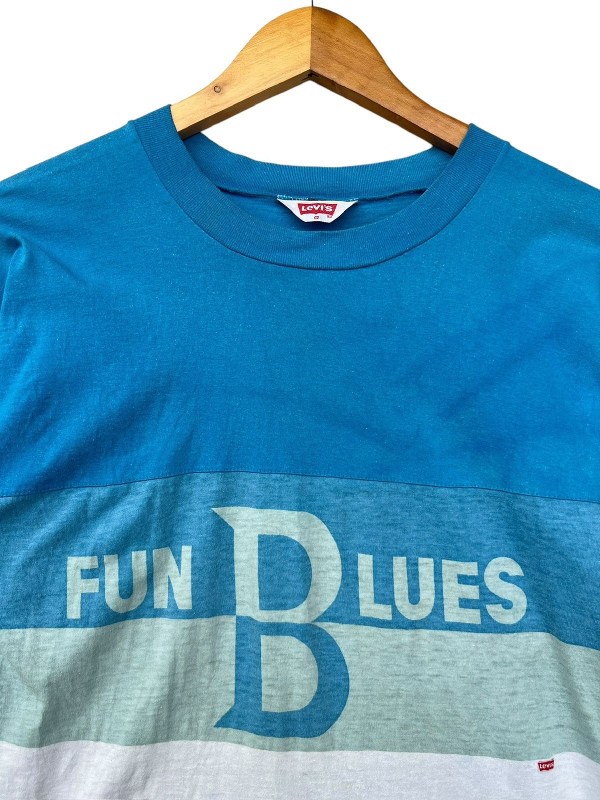 Levi's Rare💥 Vintage 80s Levi’s Fun Blues Single Stitch Tees Size US L / EU 52-54 / 3 - 2 Thumbnail