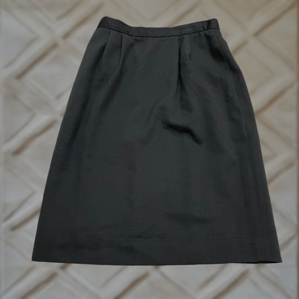 Lands' End Lands' End Wool Midi Skirt Womens 8 Regular Black Back Slit Workwear Size 30" / US 8 / IT 44 - 1 Thumbnail