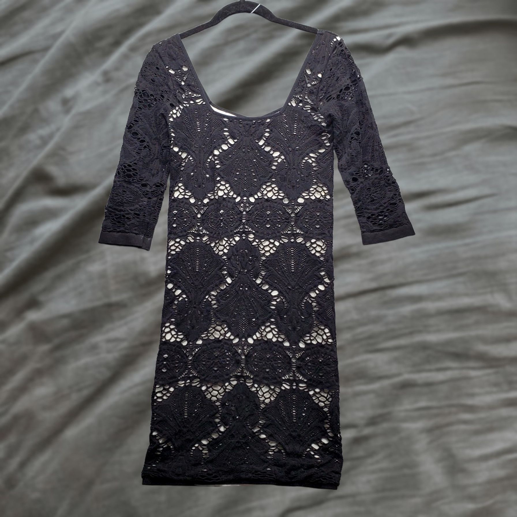 Free People Free People Shift Dress Womens M Black White Inside Lace Overlay Size M / US 6-8 / IT 42-44 - 1 Thumbnail