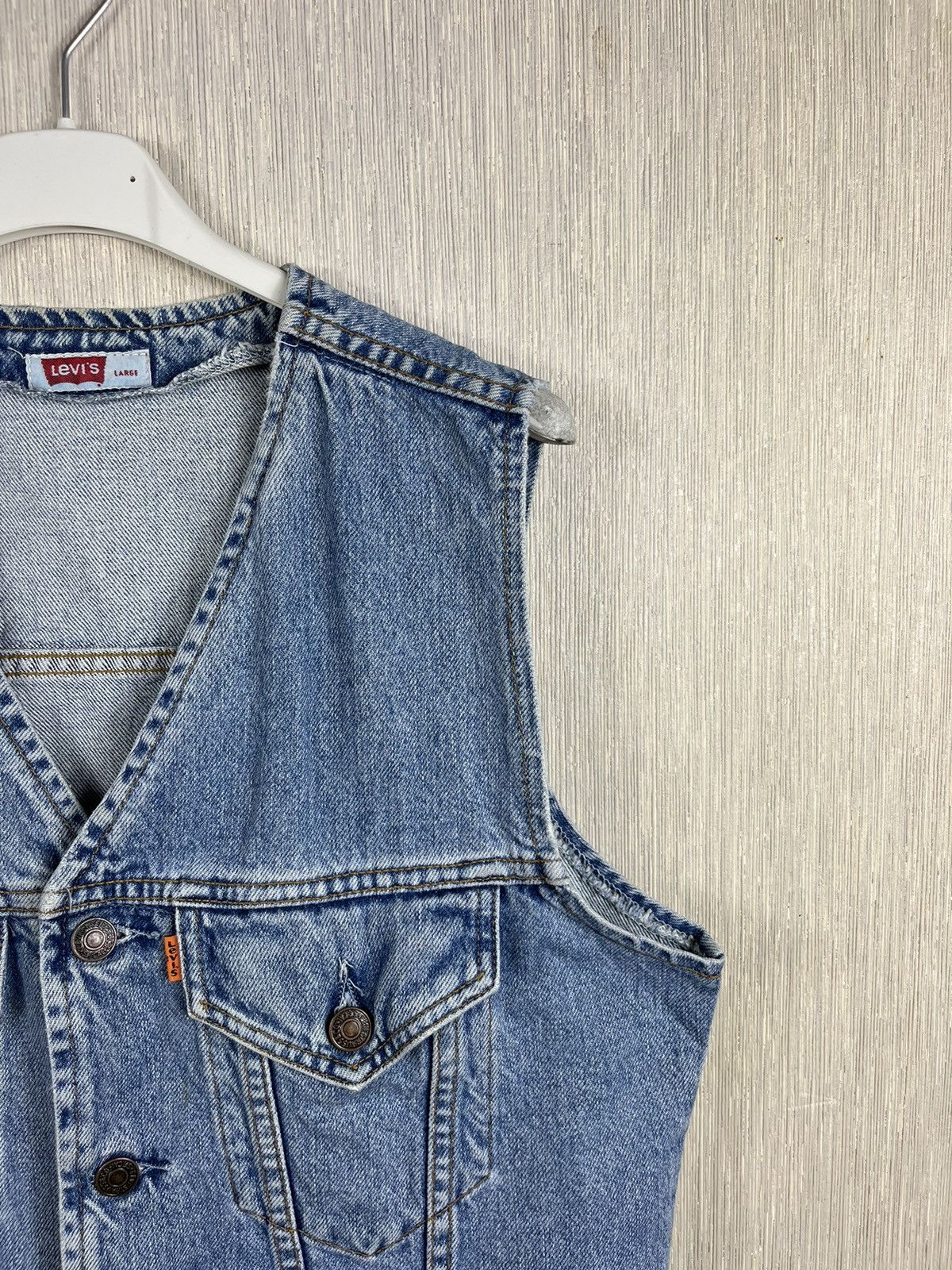 Levi's × Levi's Vintage Clothing × Vintage Vintage 80s Levi’s denim vest jacket sleeveless orange tab Size US L / EU 52-54 / 3 - 3 Thumbnail