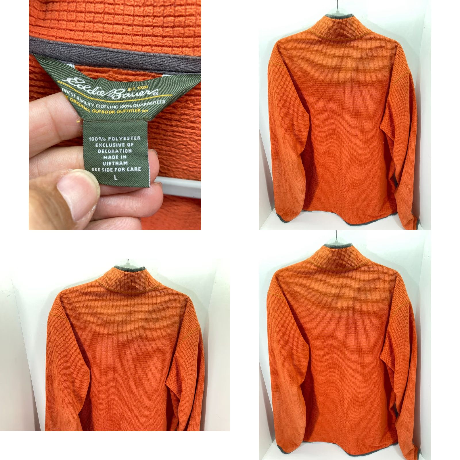 Eddie Bauer Eddie Bauer Sweater Mens L Orange Waffle Grid 1/4 Zip Outdoor Logo Pullover Size US L / EU 52-54 / 3 - 8 Thumbnail