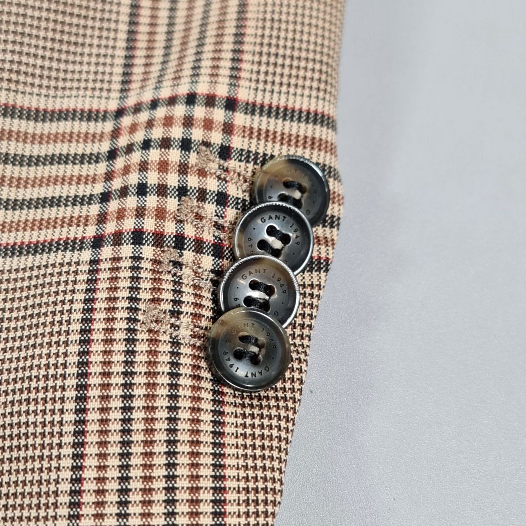 Gant GANT Mens Blazer Brown Tweed Wool Elastane 98% / 2% Single-Breasted Notch 38 R Regular Cadet Casual Jacket/Coat Size 38R - 4 Thumbnail